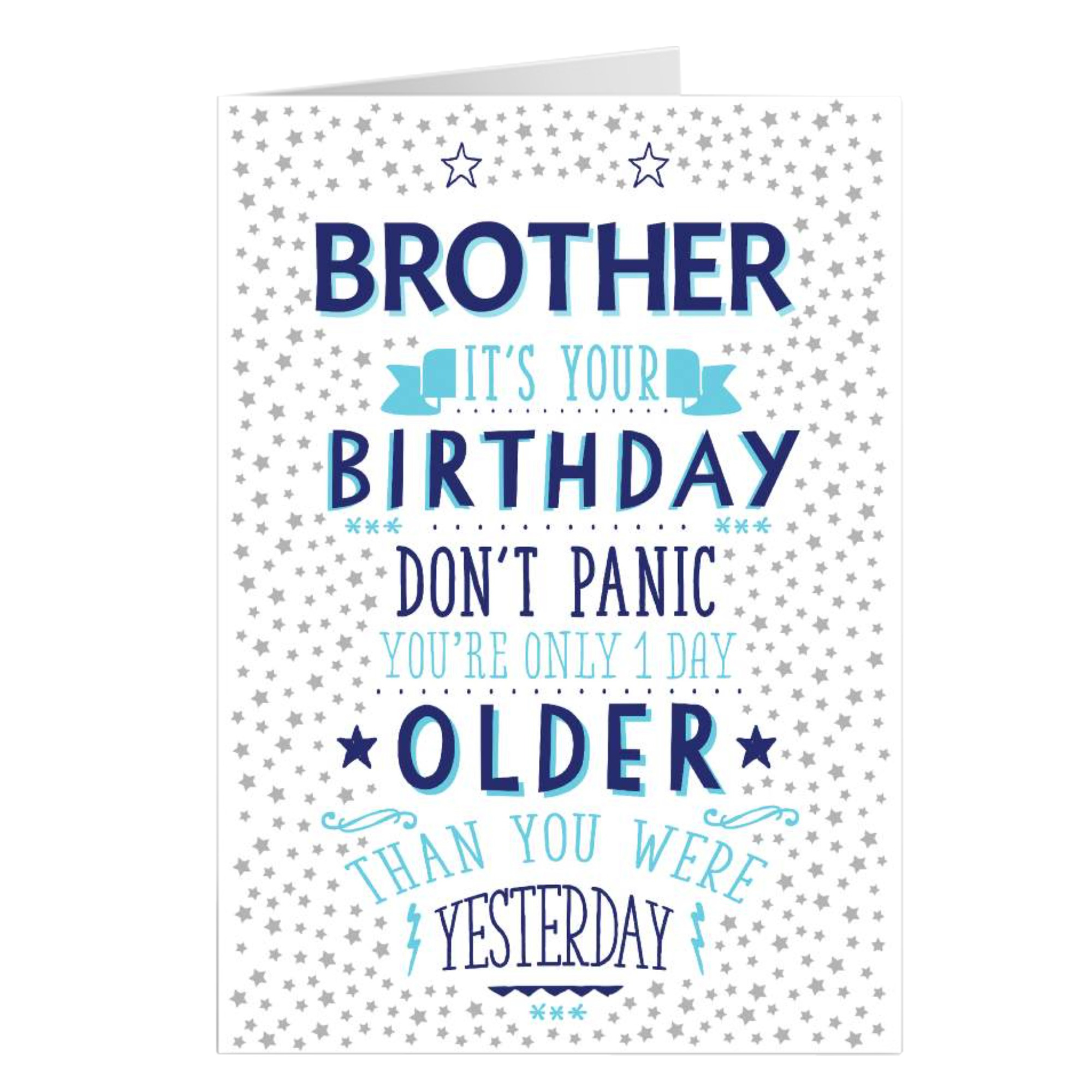 Personalised Birthday Card - One Day Older, Brother