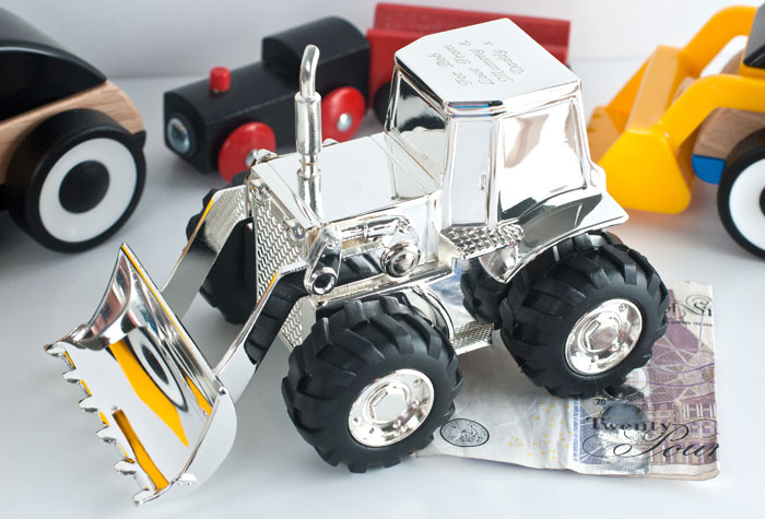 Personalised Digger Silver-Plated Money Box