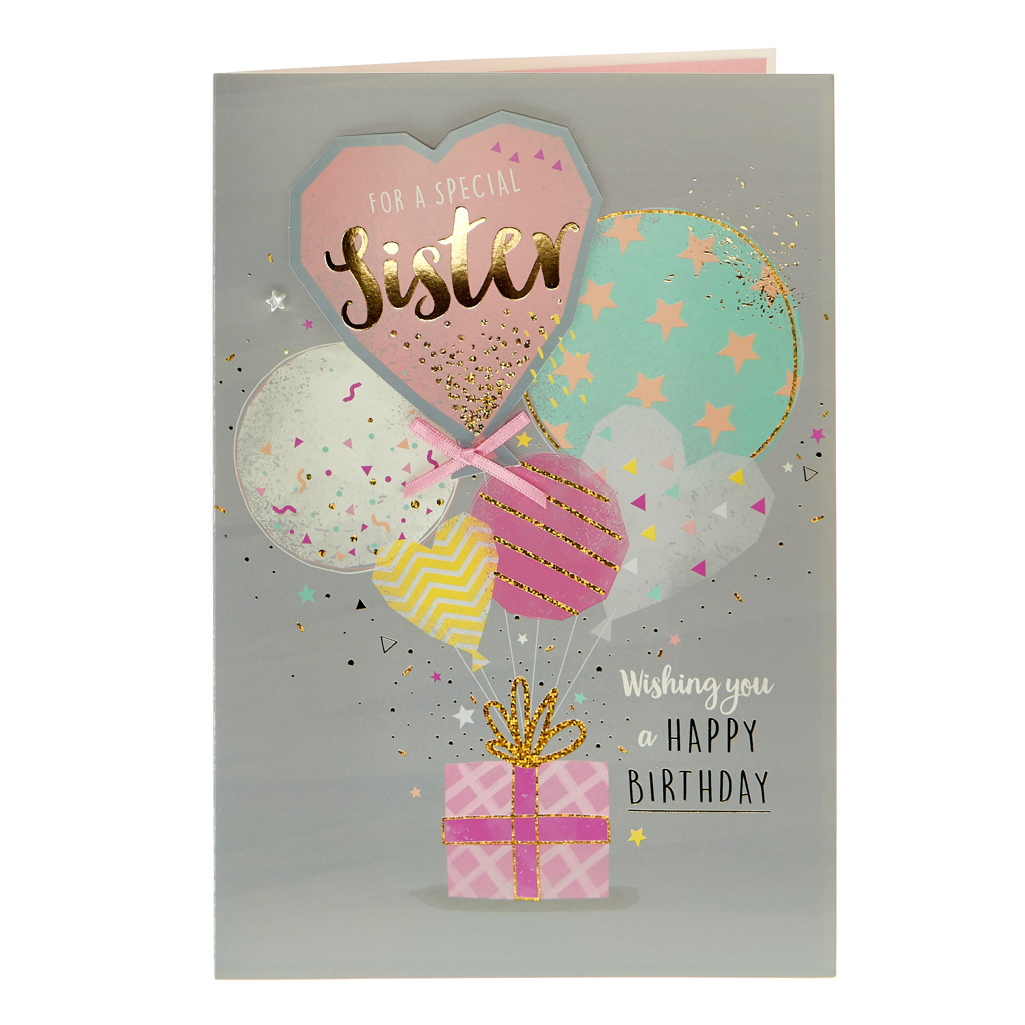 Birthday Card - Special Sister Pastel Balloons