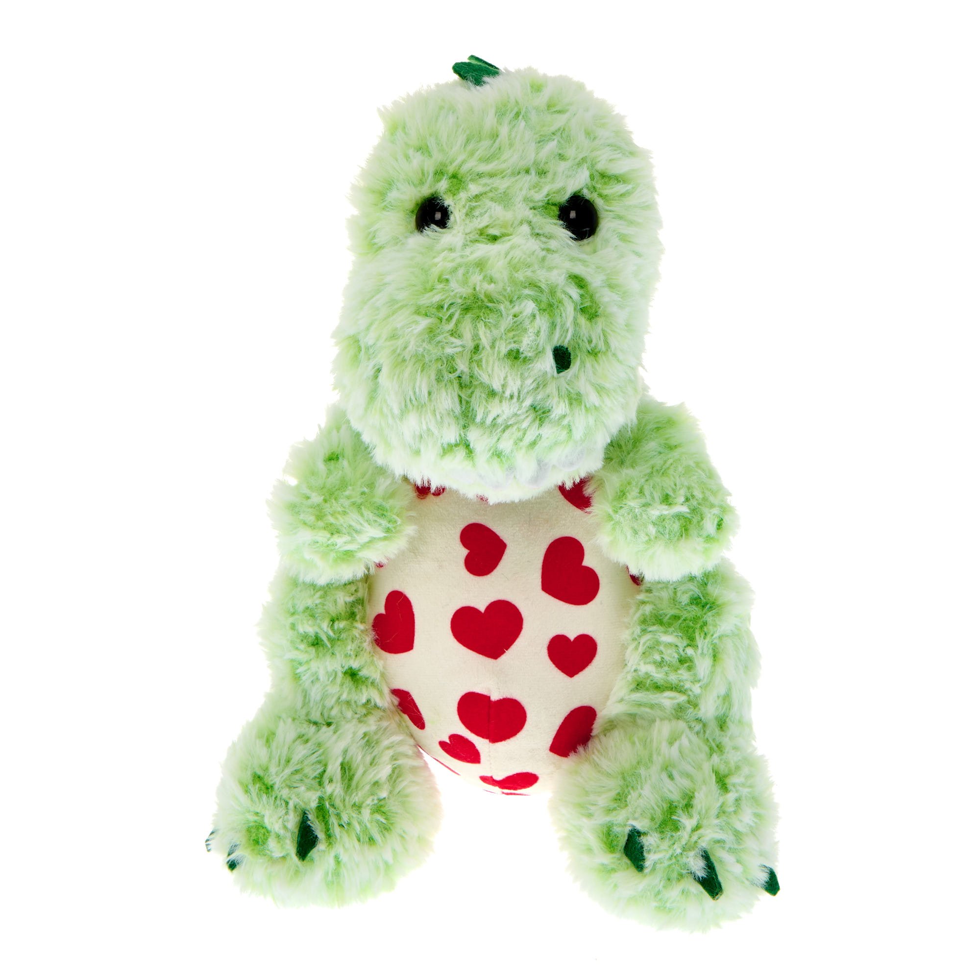 Medium Green Dinosaur With Hearts Soft Toy