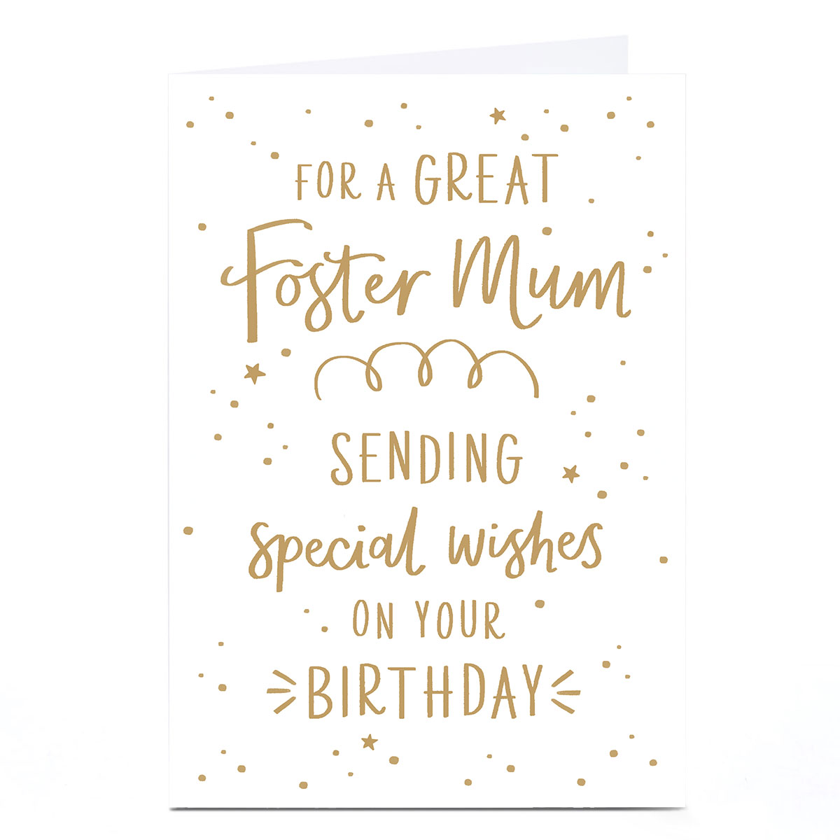 Personalised Birthday Card - Special Wishes and Gold Stars, Foster Mum