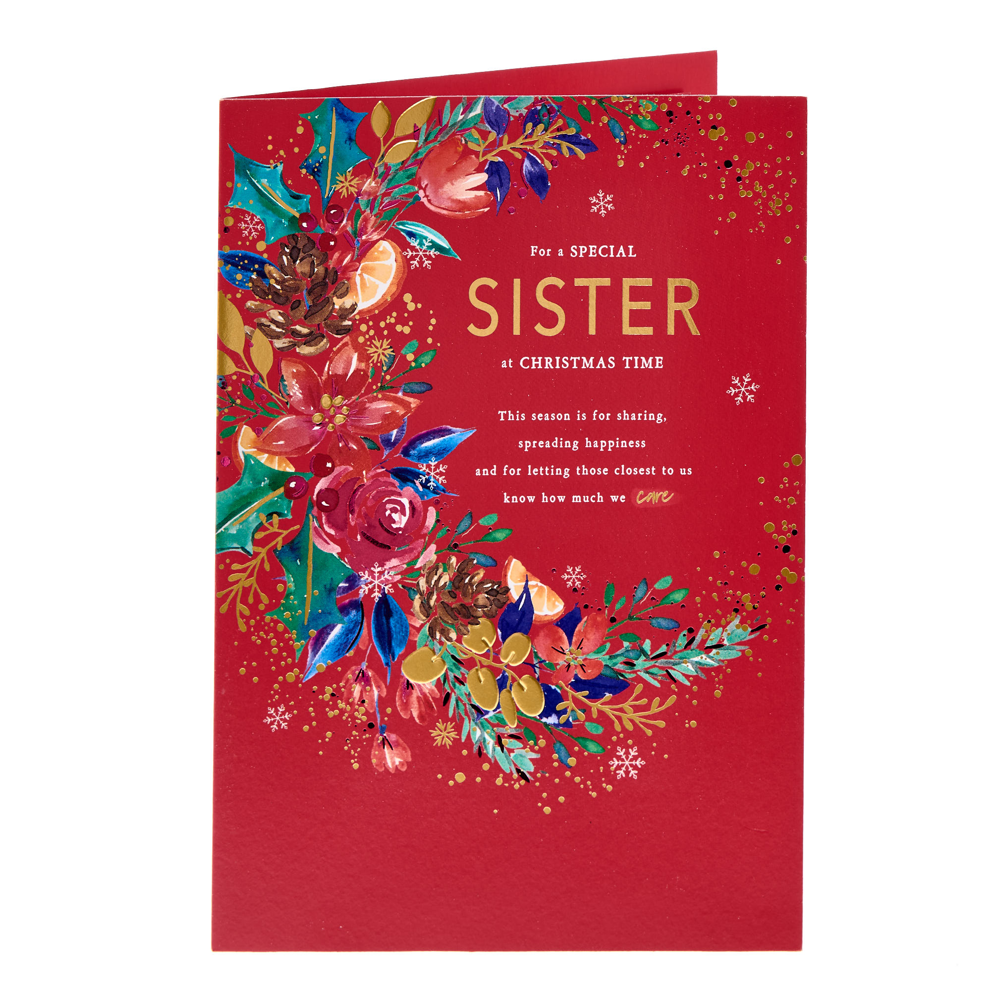 Sister Flower Crescent Christmas Card