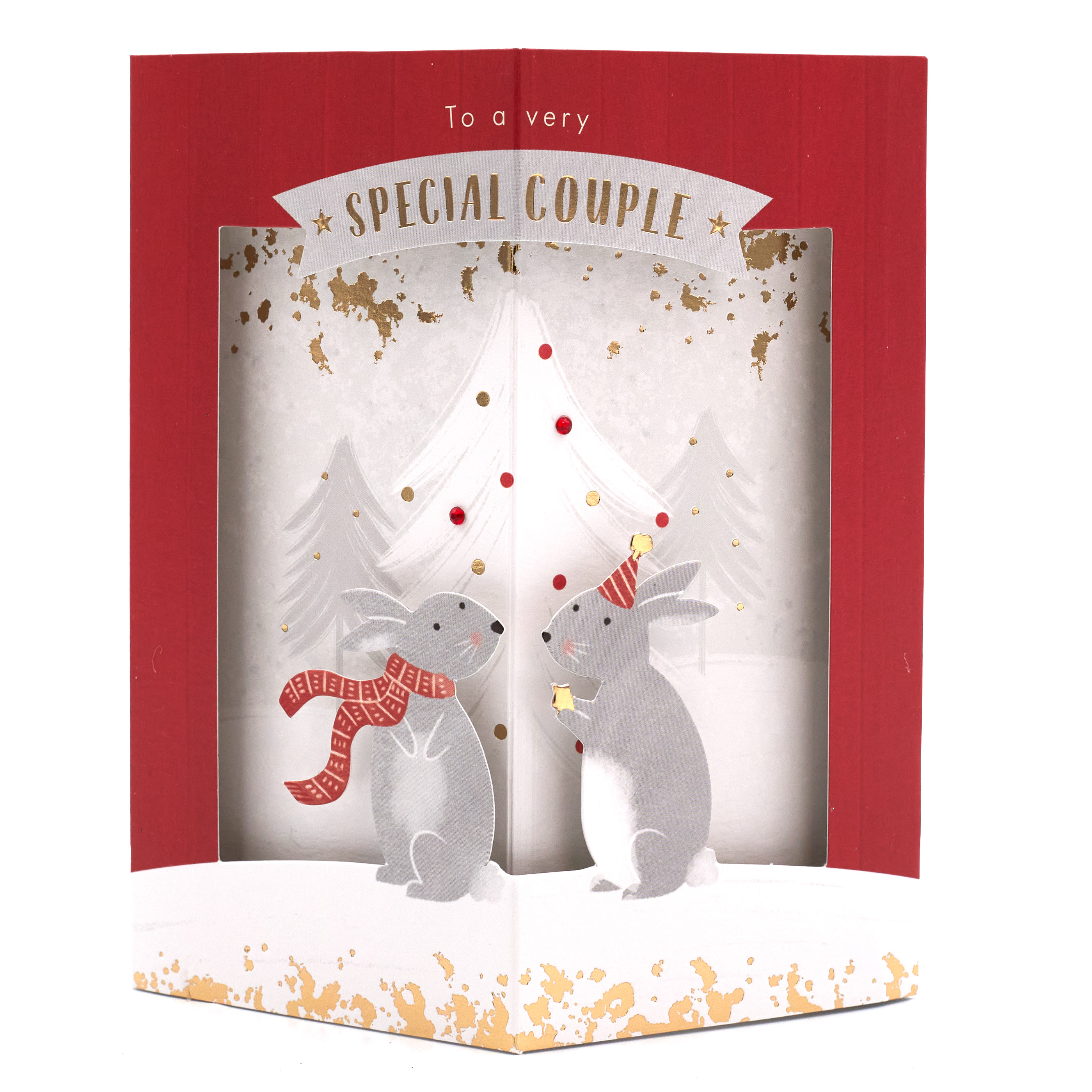 Boutique Collection 3D Christmas Card - Special Couple Bunnies 