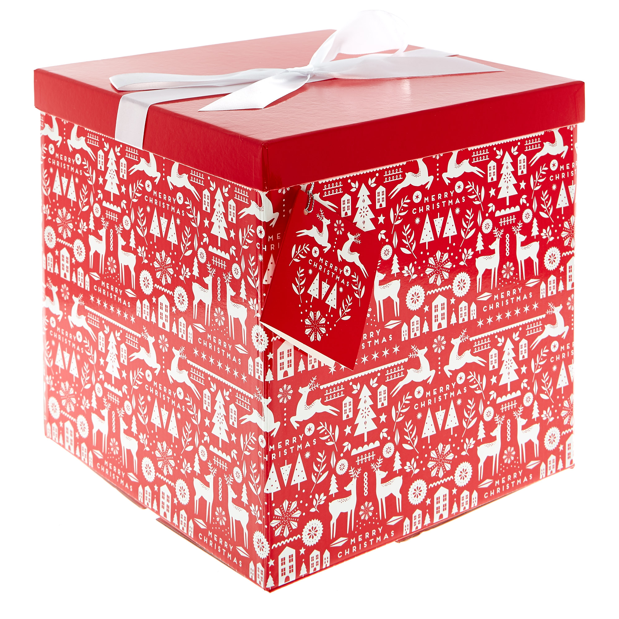 Buy Extra Large Red & White Flat-Pack Christmas Gift Box for GBP 1.99