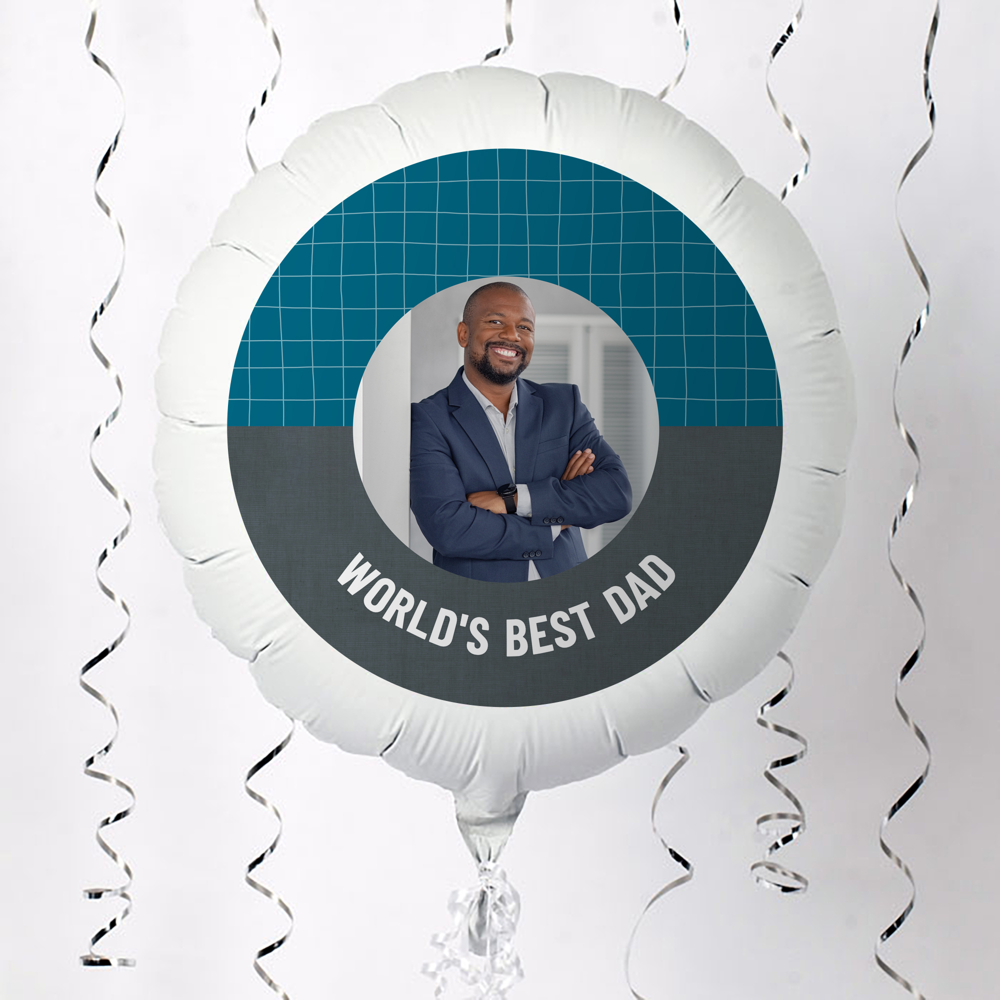 Photo Upload Balloon - Blue Border World's Best, Any Name