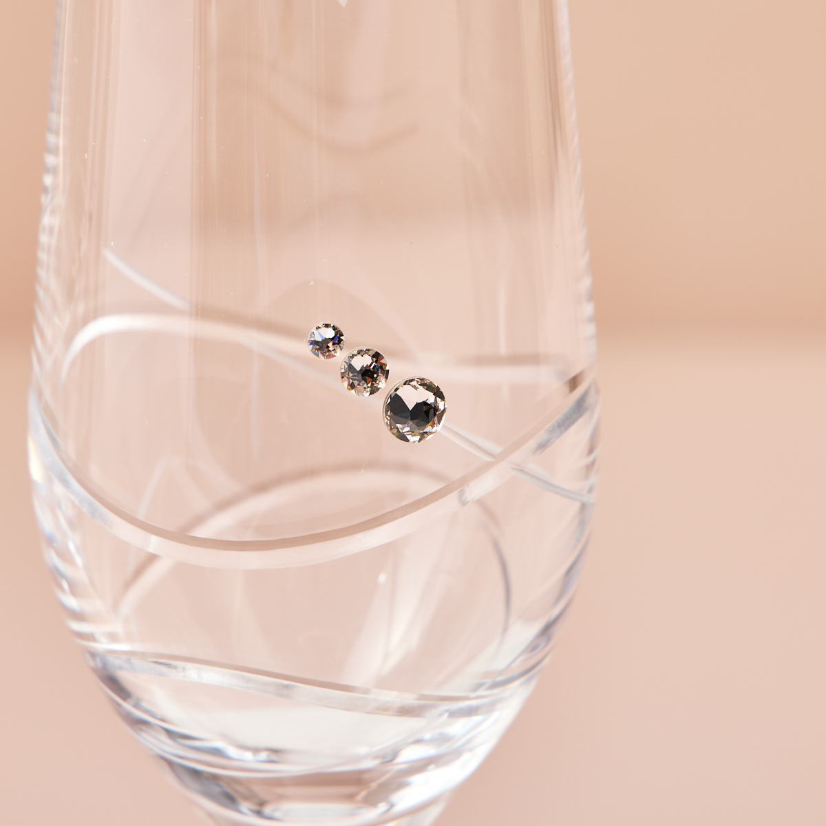 Engraved Set Of Two Champagne Flutes embellished with Crystals - Names and Love Hearts