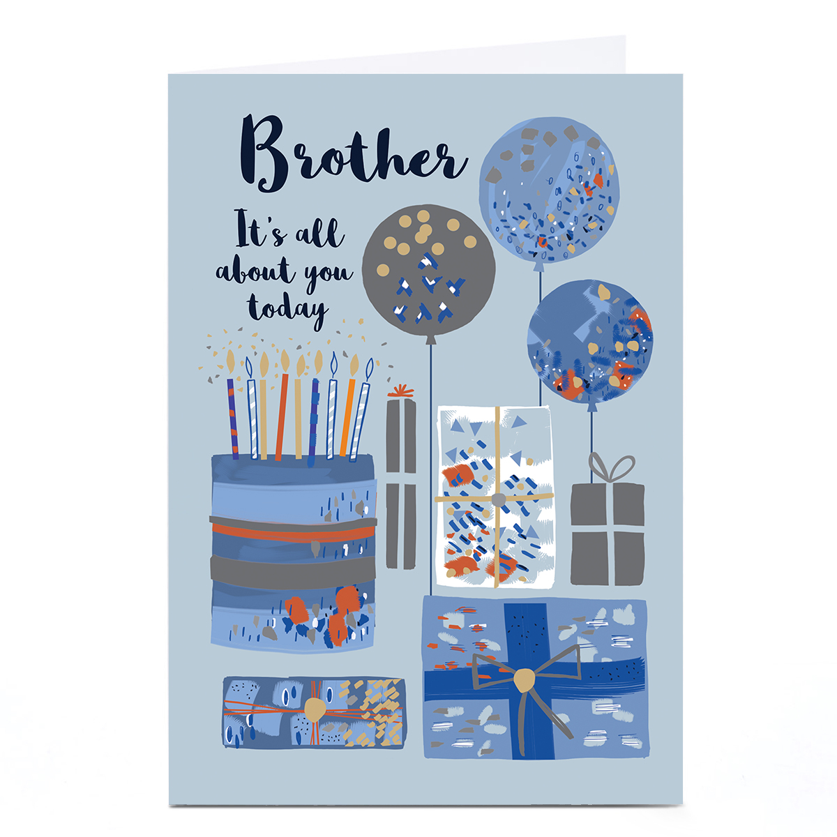 Personalised Birthday Card - It's All About You Today Blue Birthday, Brother