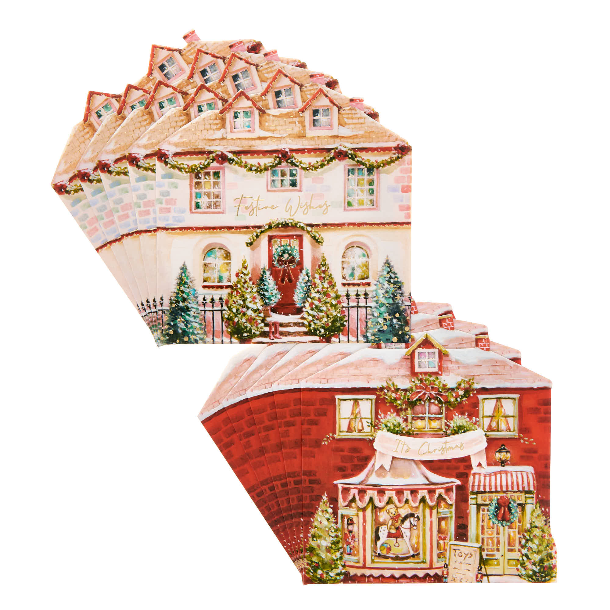 16 Charity Christmas Cards - Homes & Shops (2 Designs)