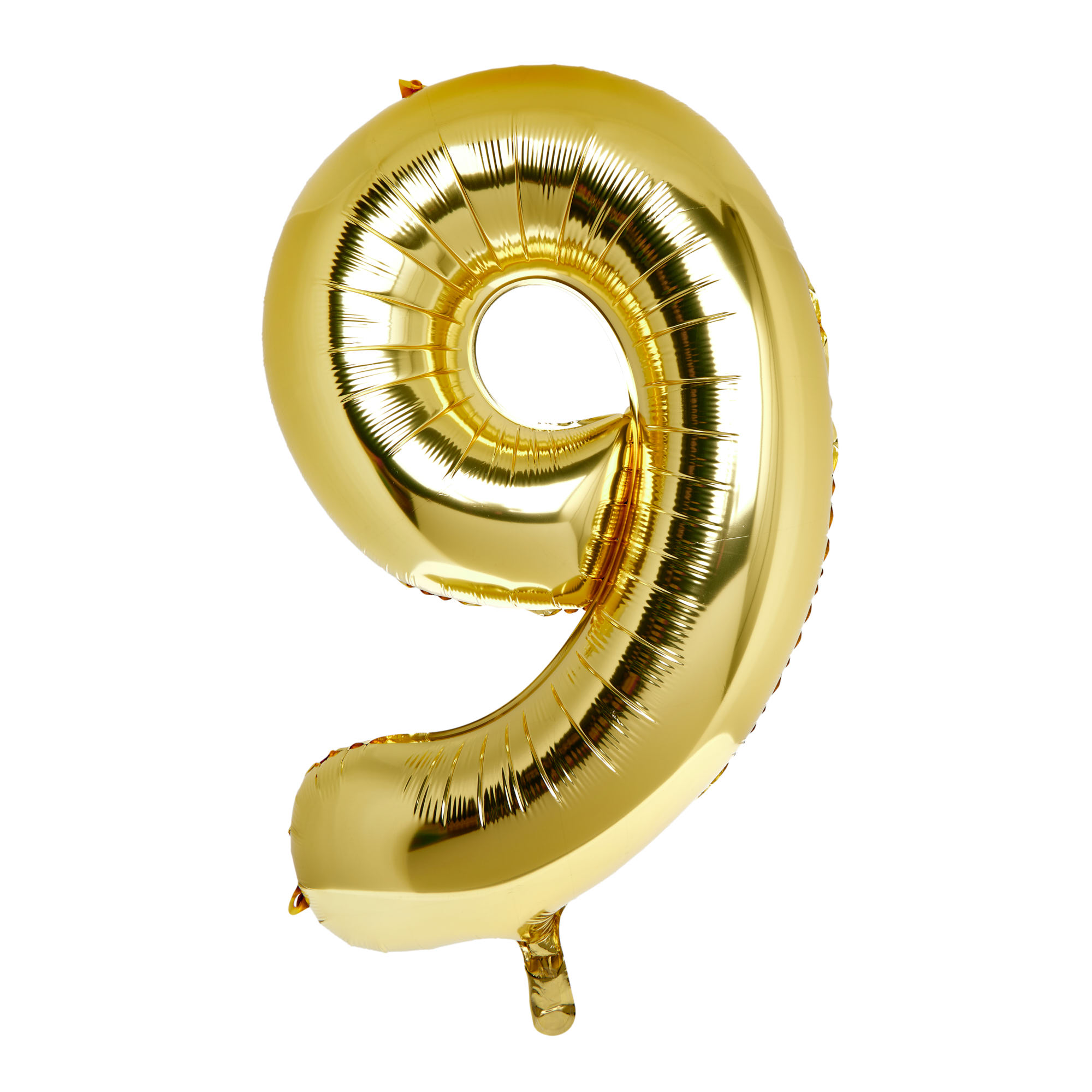 Large 34-Inch Gold Number 9 Foil Helium Balloon - INFLATED