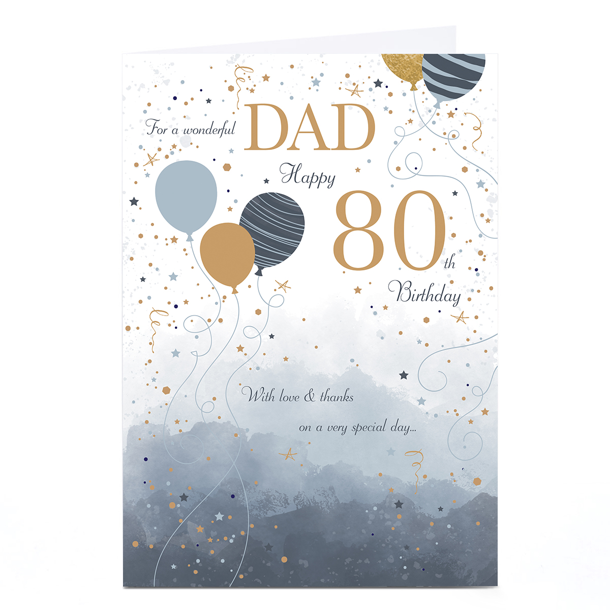 Personalised 80th Birthday Card - With Love and Thanks, Dad