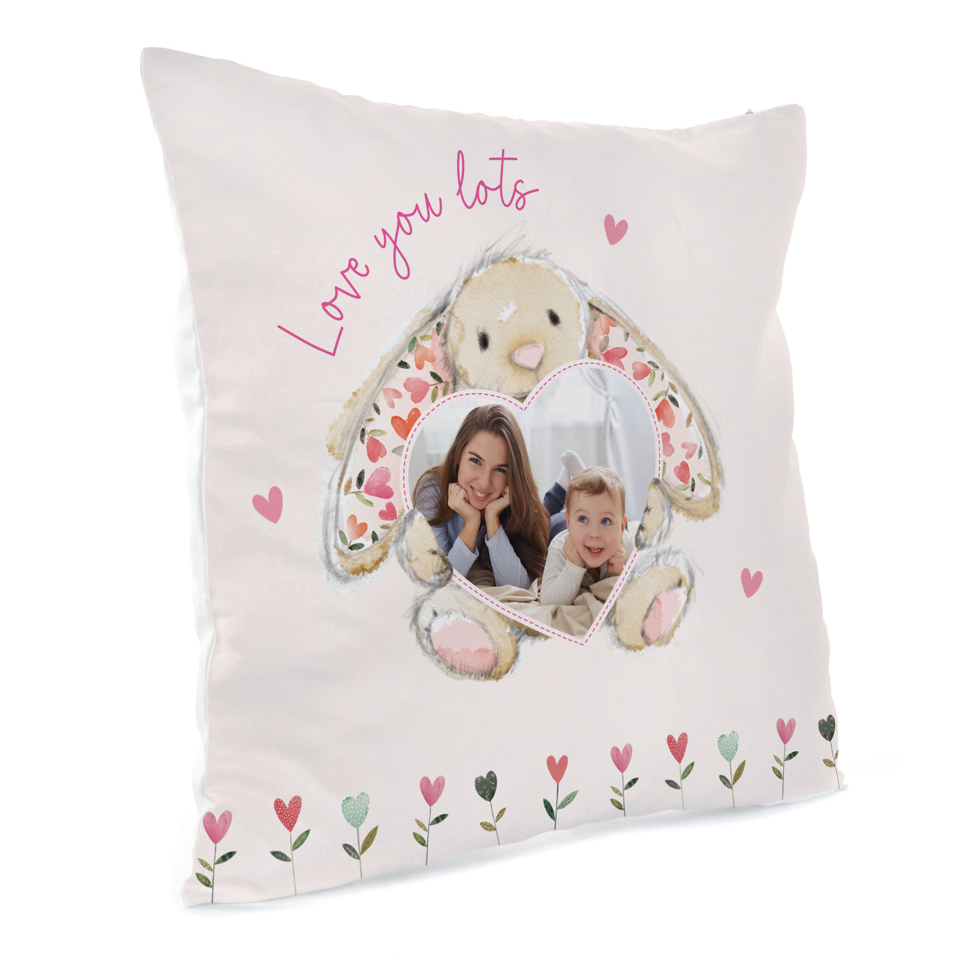 Personalised Photo Cushion - Bunny Loveheart