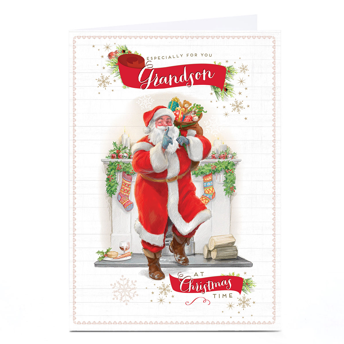 Personalised Christmas Card - Classic Santa, Grandson