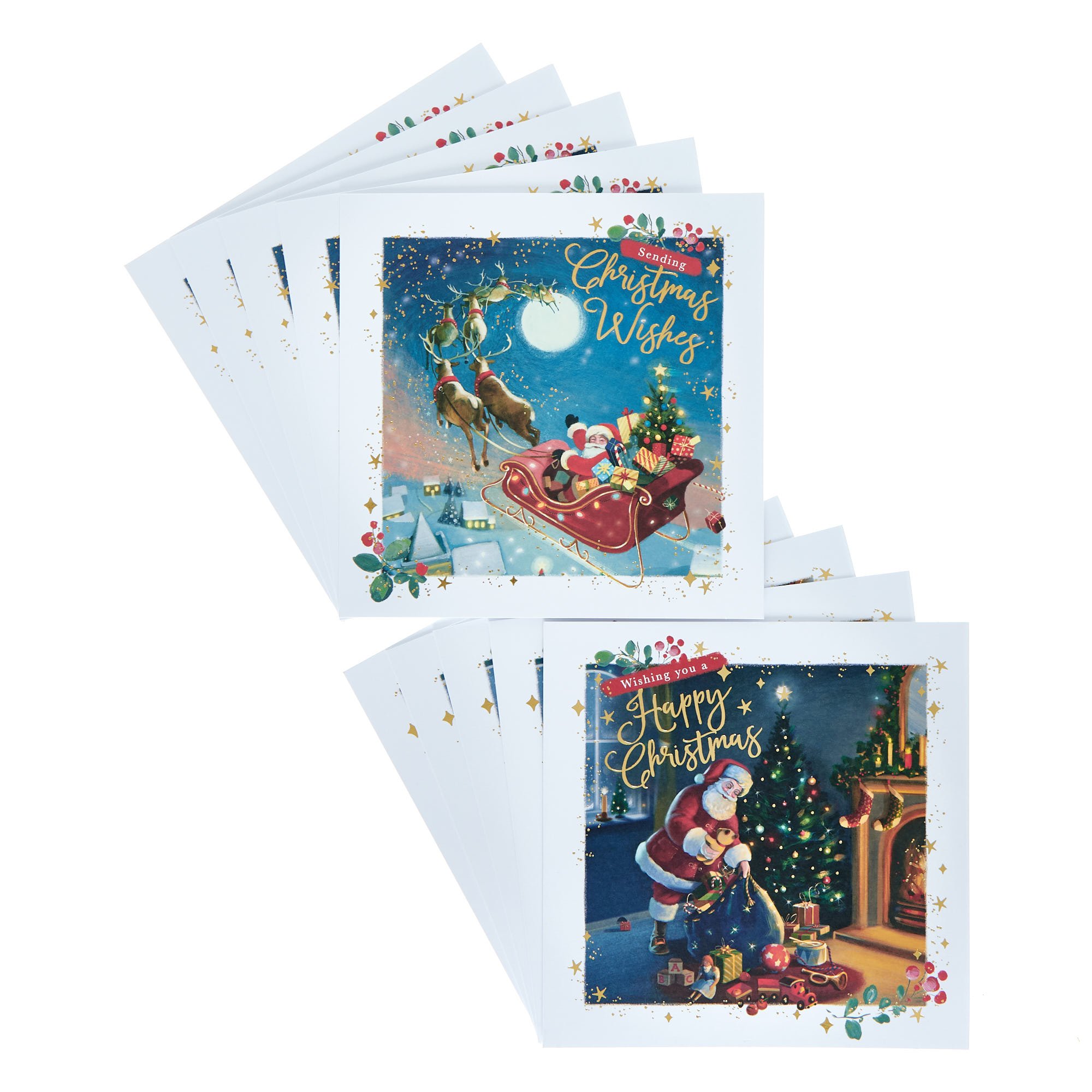 16 Charity Christmas Cards - Traditional Santa (2 Designs)