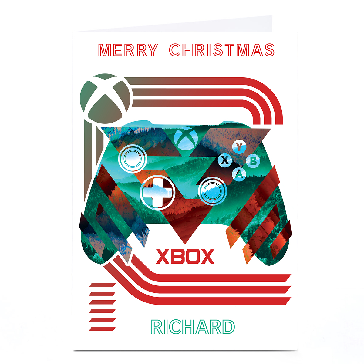 Personalised Xbox Christmas Card - Green & Red Controller