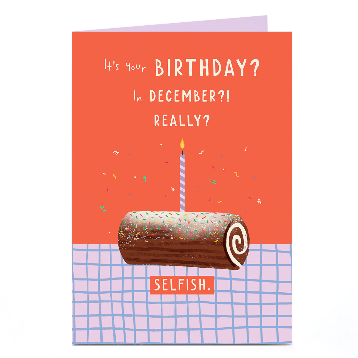 Personalised December Birthday Card - Chocolate Log