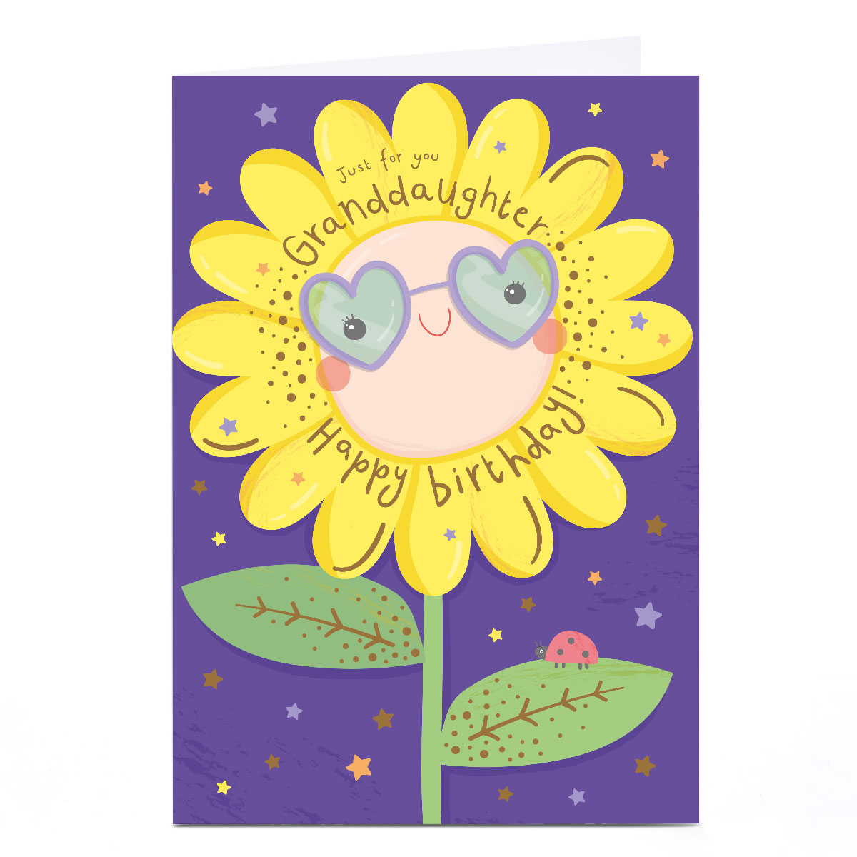 Personalised Birthday Card - Just For You Sunflower, Granddaughter