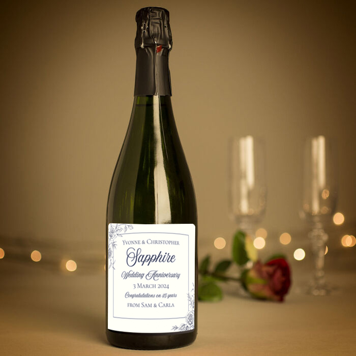 Personalised 45th Wedding Anniversary Cava - Sapphire