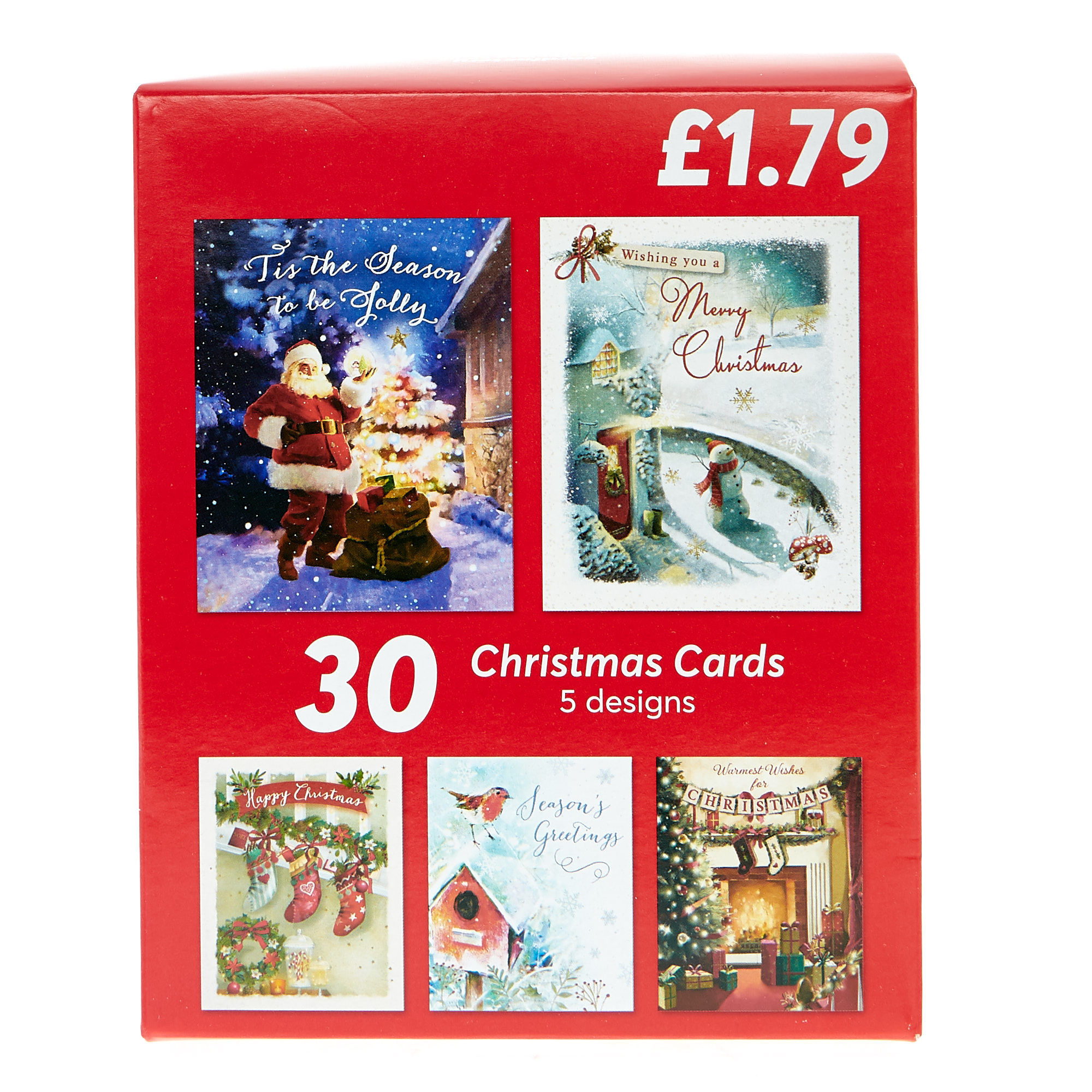 30 Value Christmas Cards - Traditional (5 Designs)