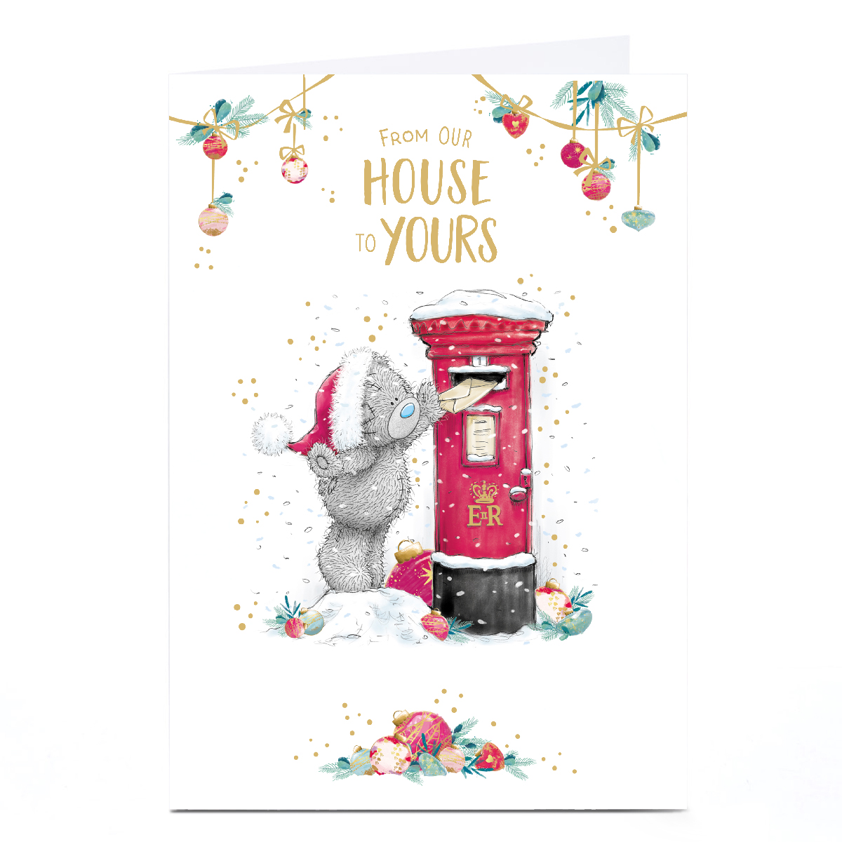 Personalised Tatty Teddy Christmas Card - Christmas Postbox, Our House to Yours