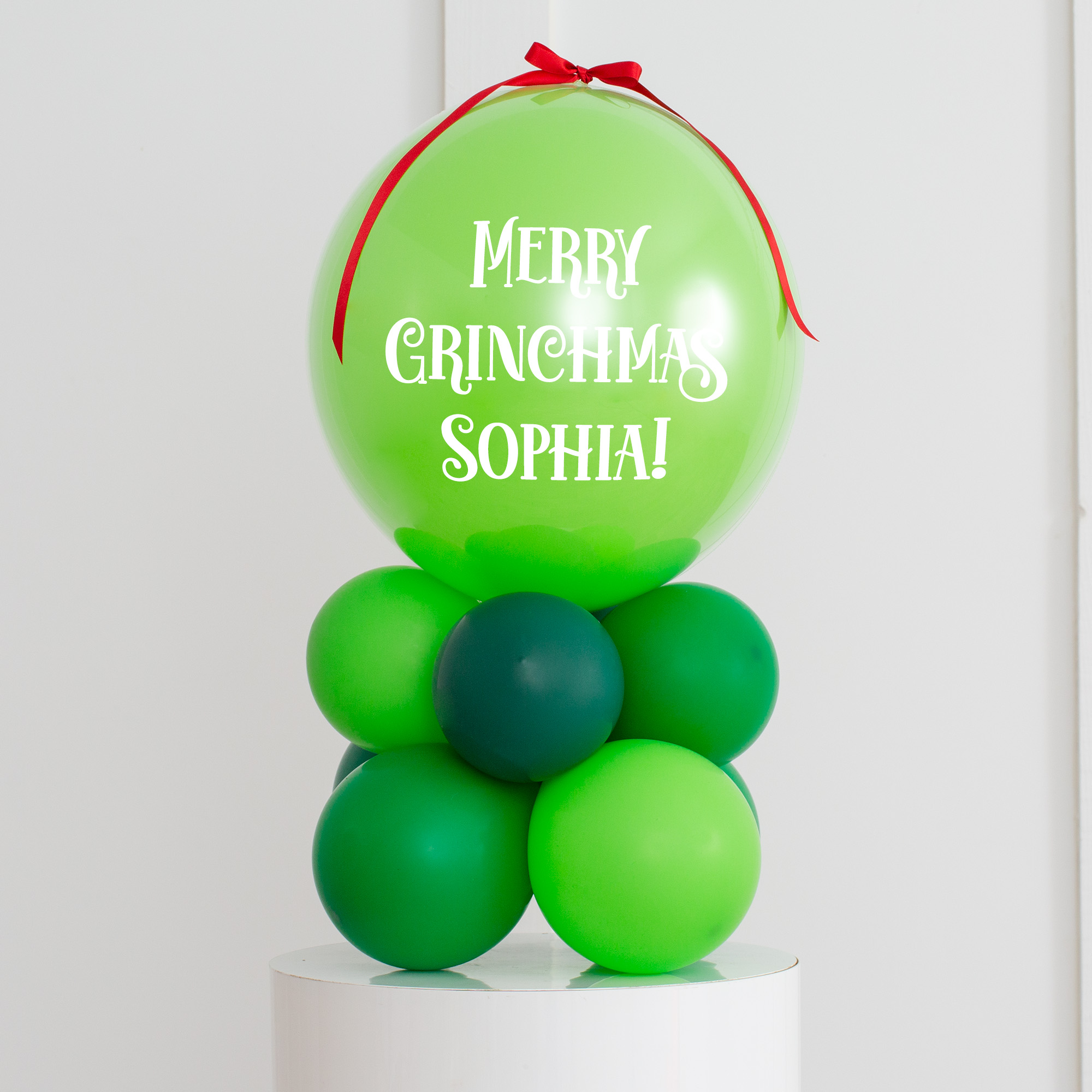 Personalised Christmas Grinch Themed Air-Filled Bubble Stack - DELIVERED INFLATED!