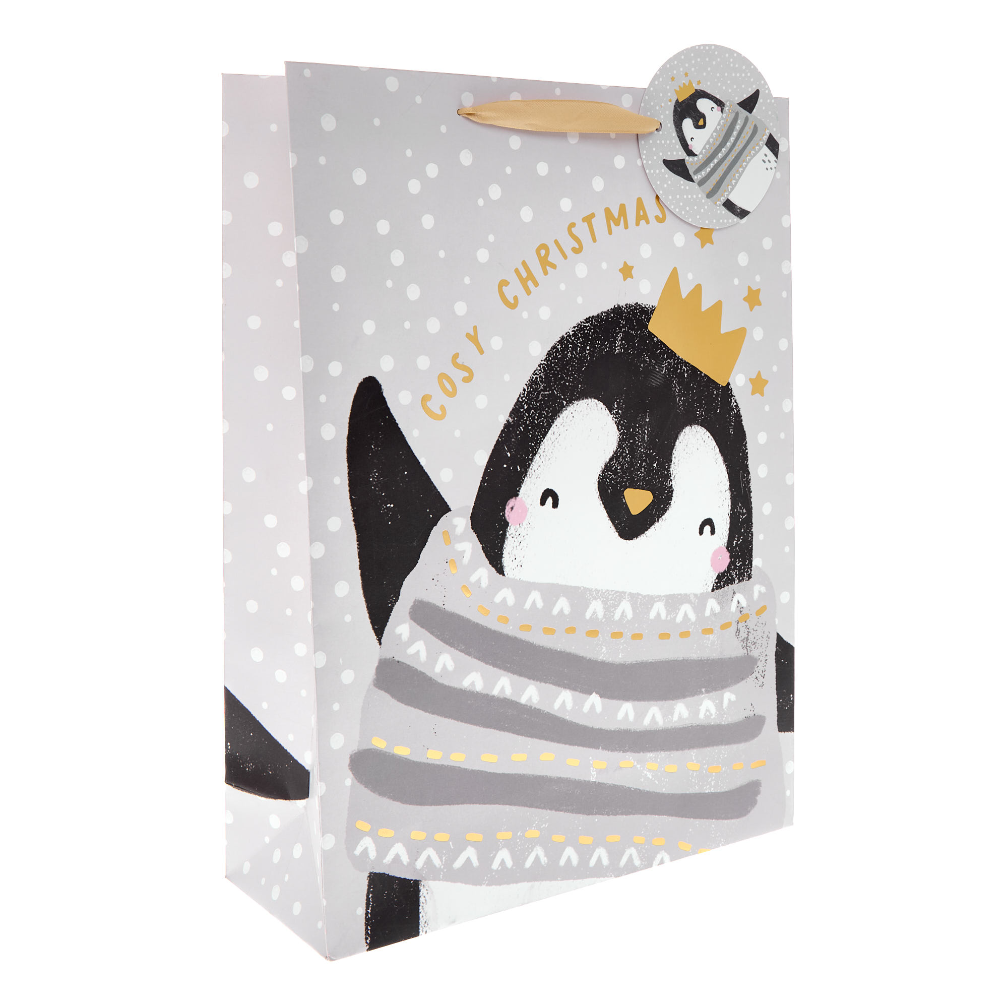 Cosy Penguin Extra Large Portrait Christmas Gift Bag