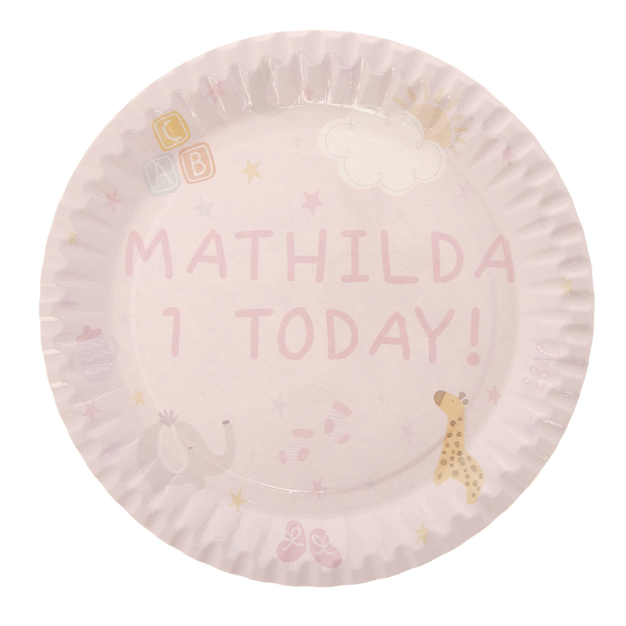 Baby Pink Personalised Party Plate