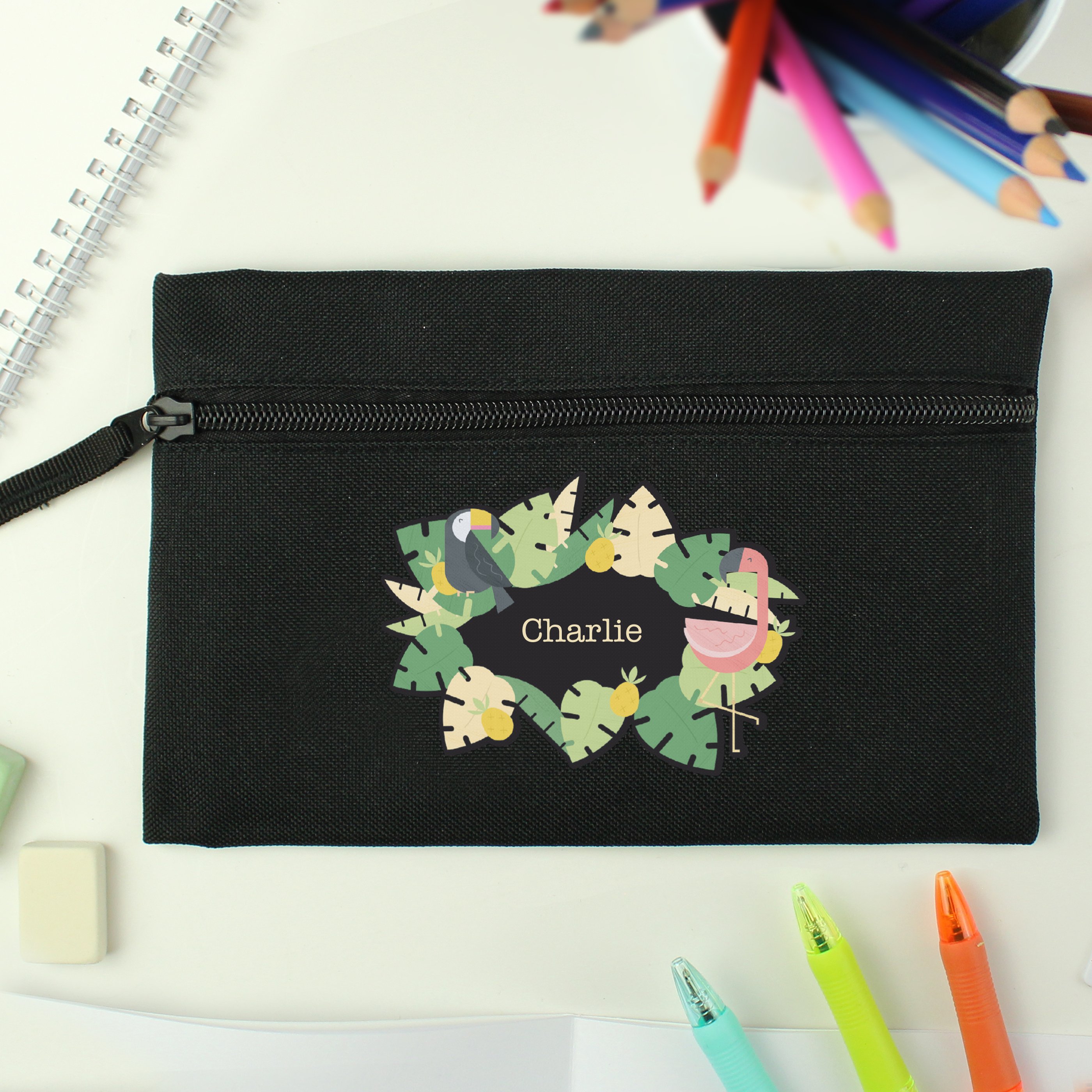 Personalised Pencil Case - Tropical Flamingo