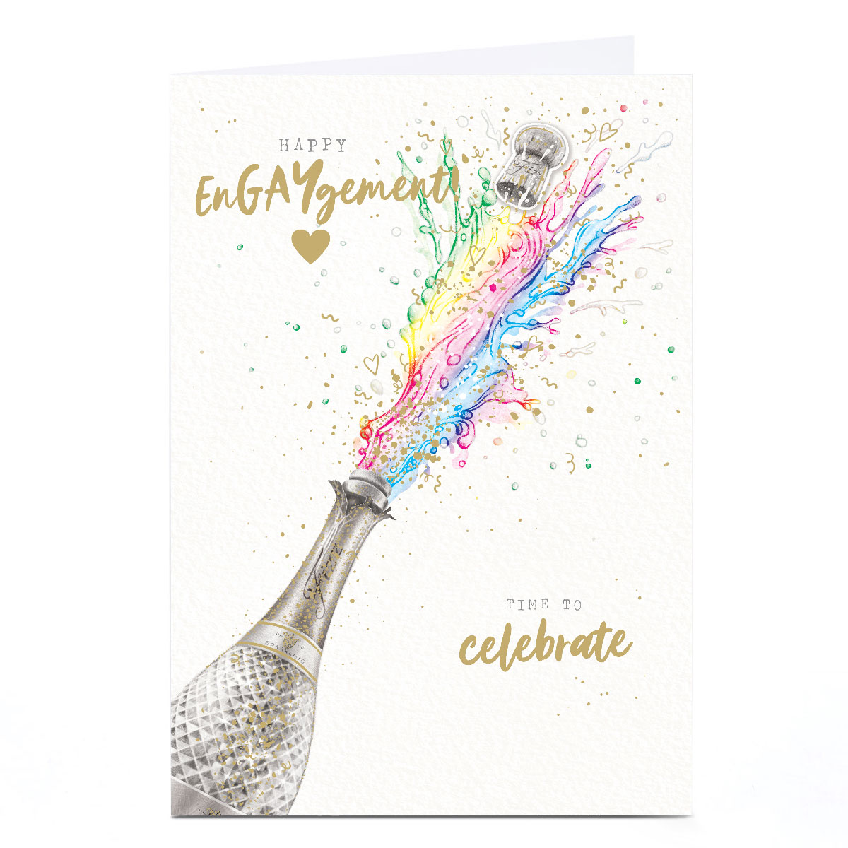 Personalised Engagement Card - Happy EnGAYgement Popped Cork