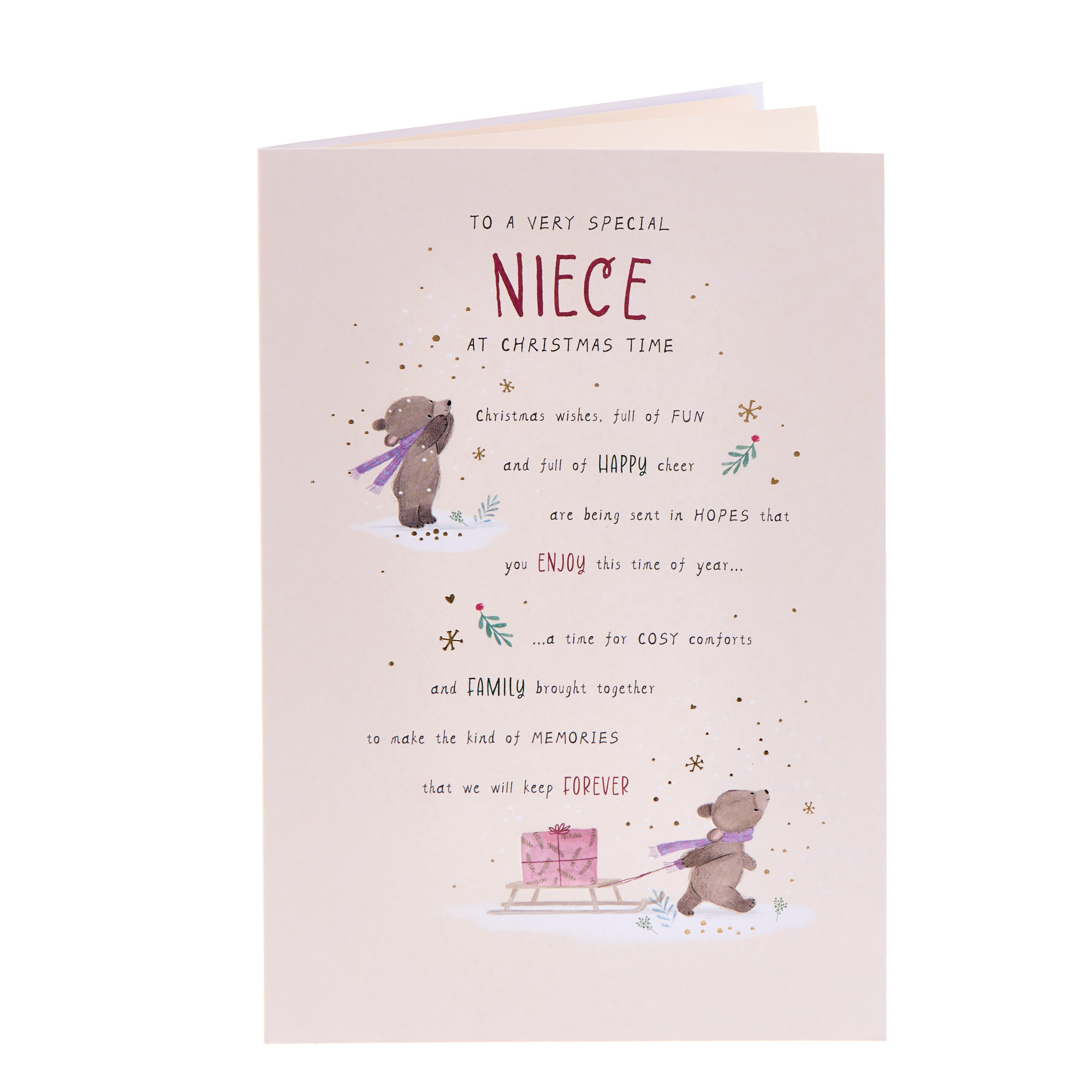 Special Niece Cute Bears & Verse Christmas Card