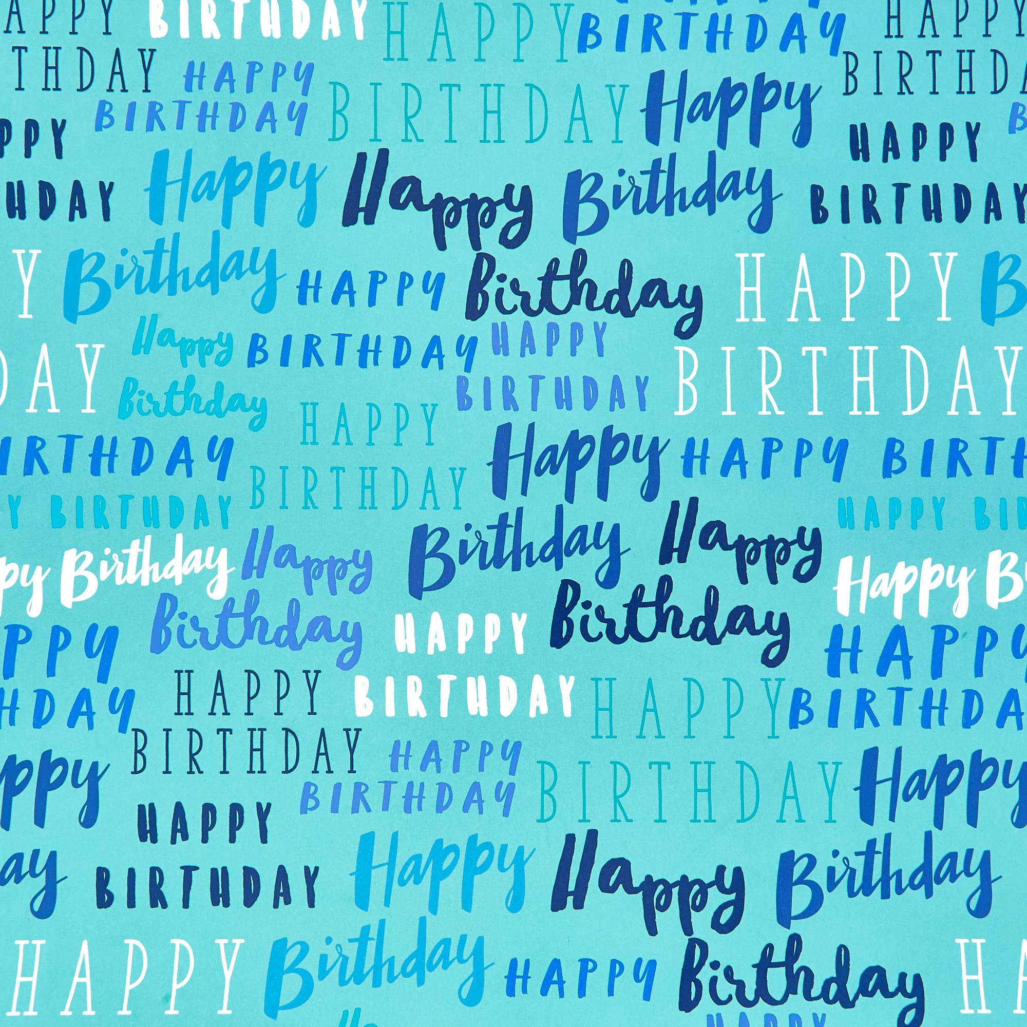 Blue Birthday Messages Wrapping Paper - 1 Sheet