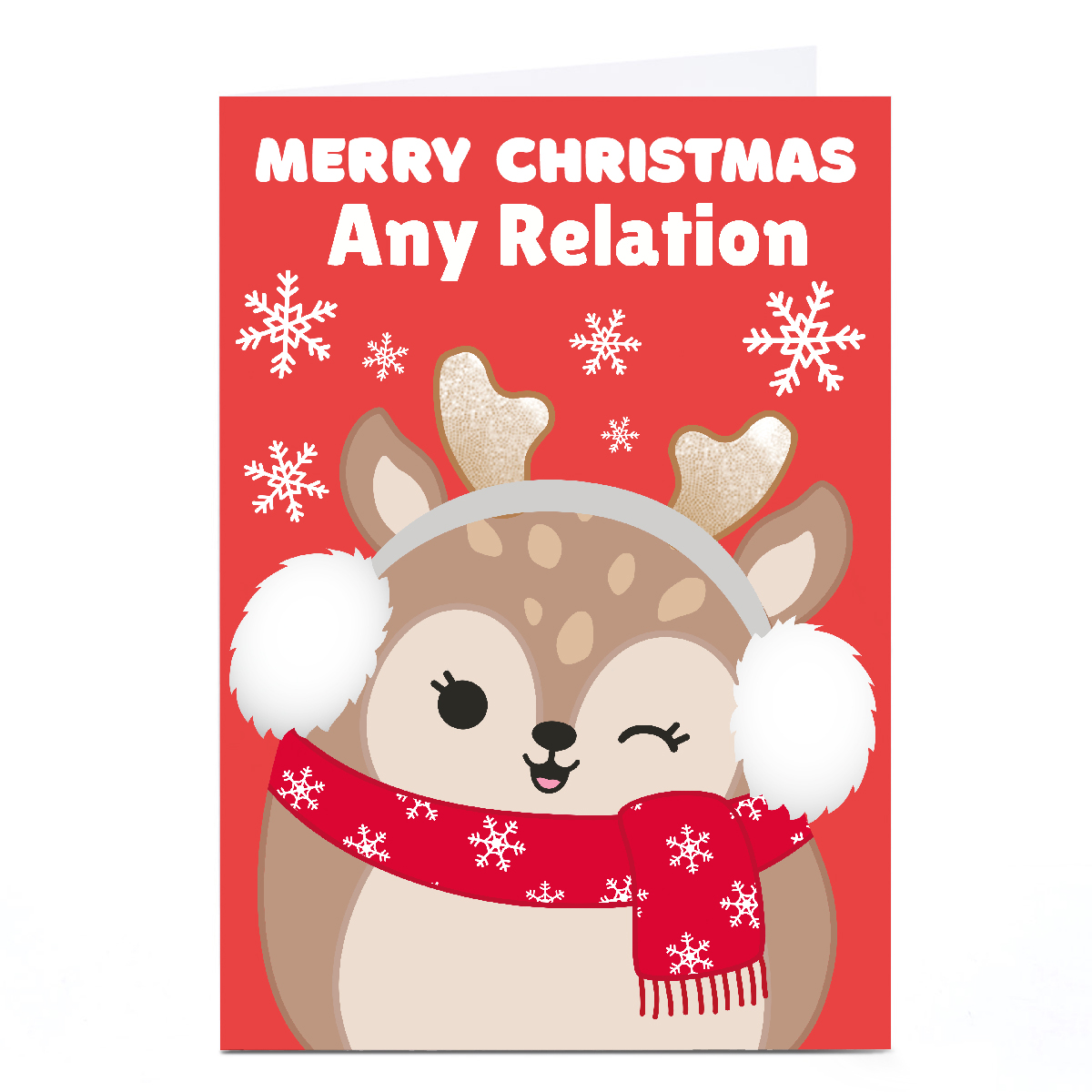 Personalised Squishmallows Christmas Card - Cute Winking Reindeer