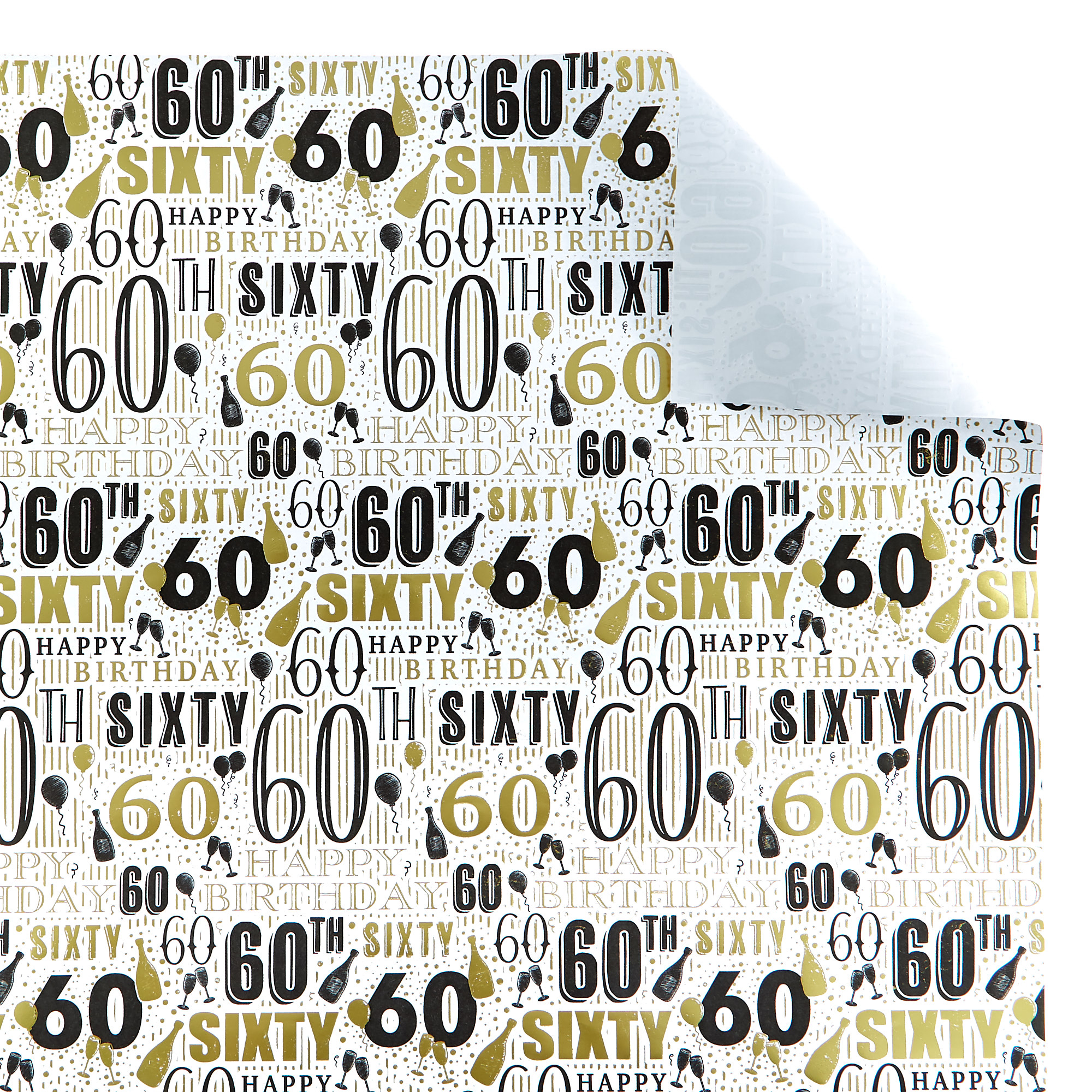 60th Birthday Wrapping Paper - 1 Sheet