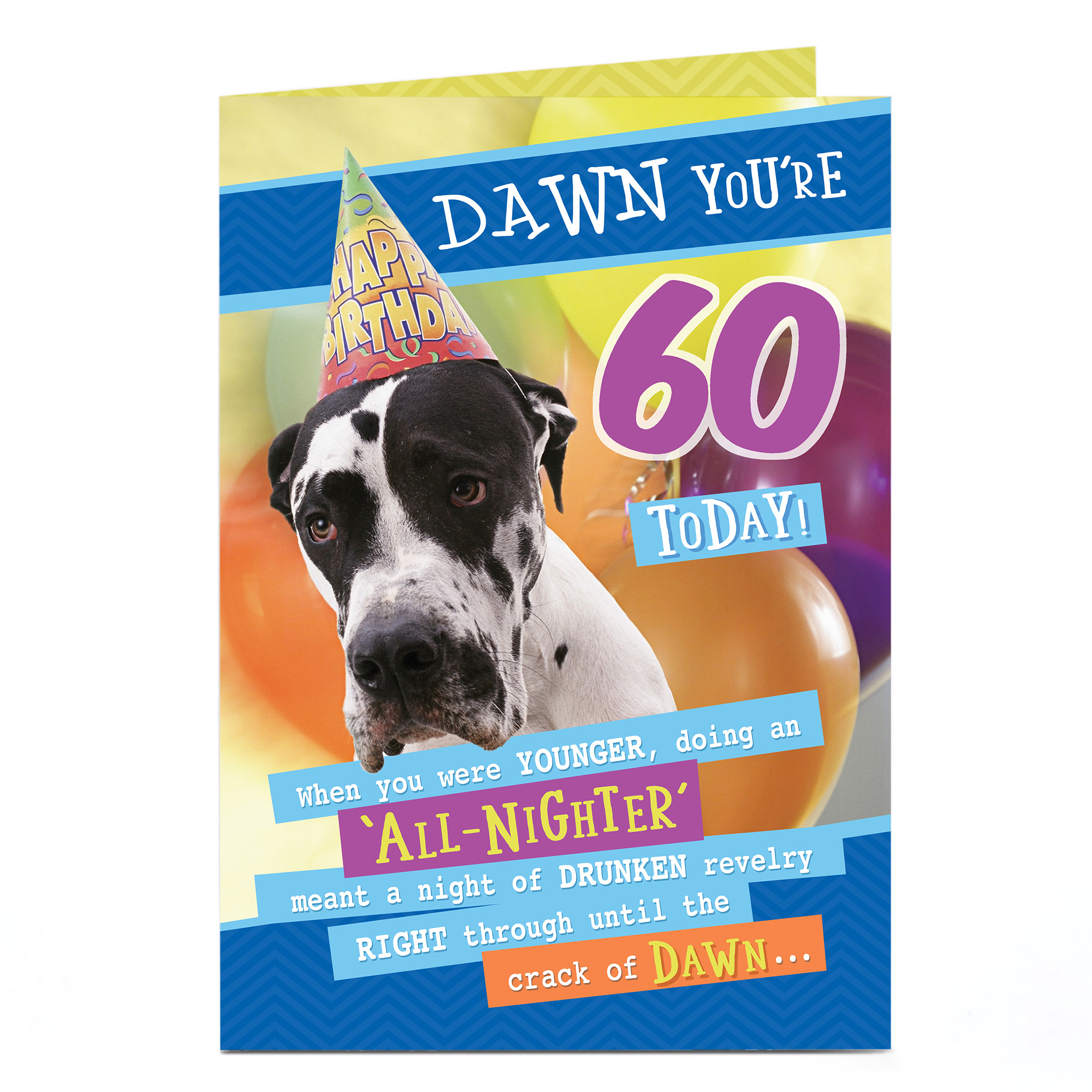 Personalised Birthday Card - All Nighter, Editable Age