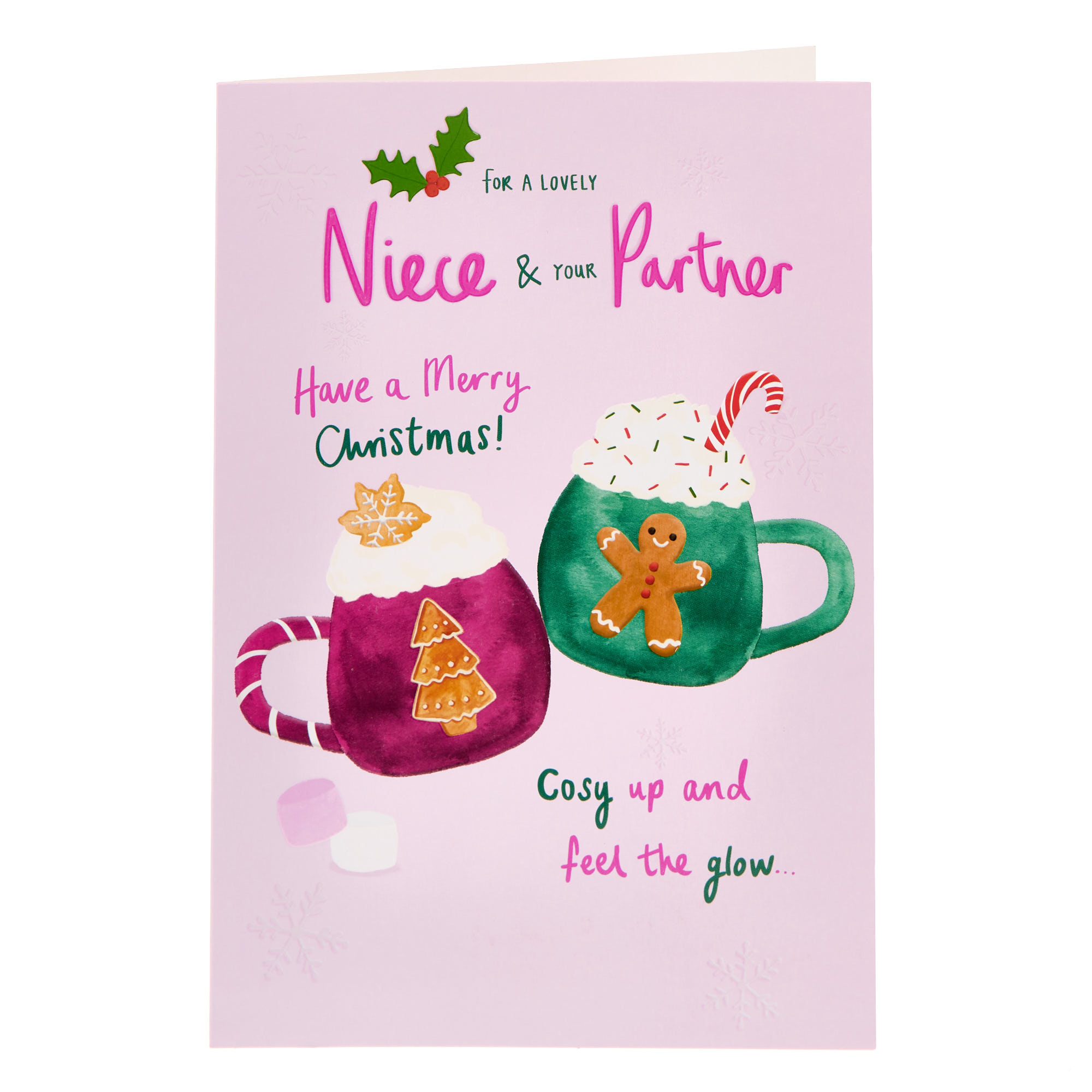 Lovely Niece & Partner Cosy Up Christmas Card