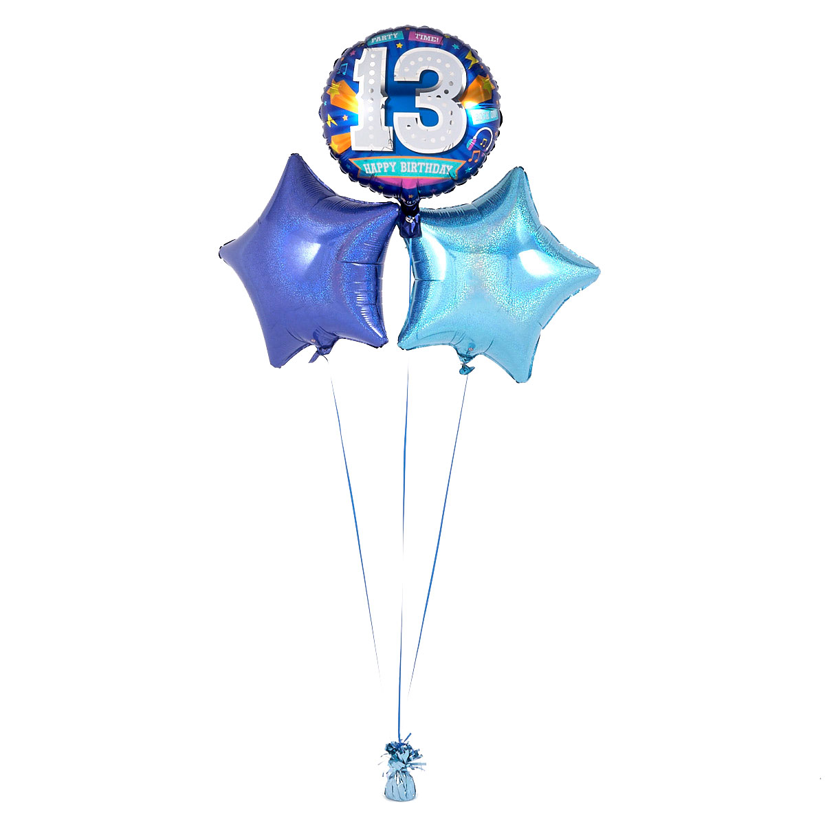 13th Birthday Blue Balloon Bouquet - DELIVERED INFLATED!