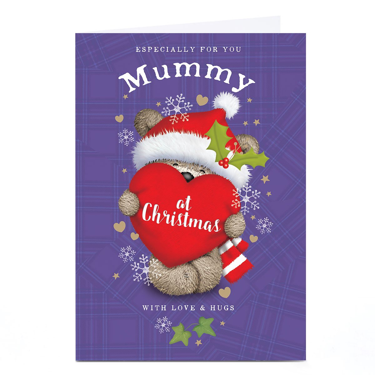 Personalised Hugs Christmas Card - Hugging Heart, Mummy