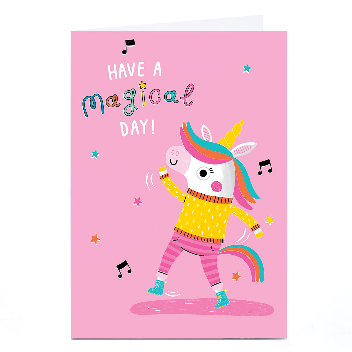 Personalised Birthday Card - Magical Day Dancing Unicorn