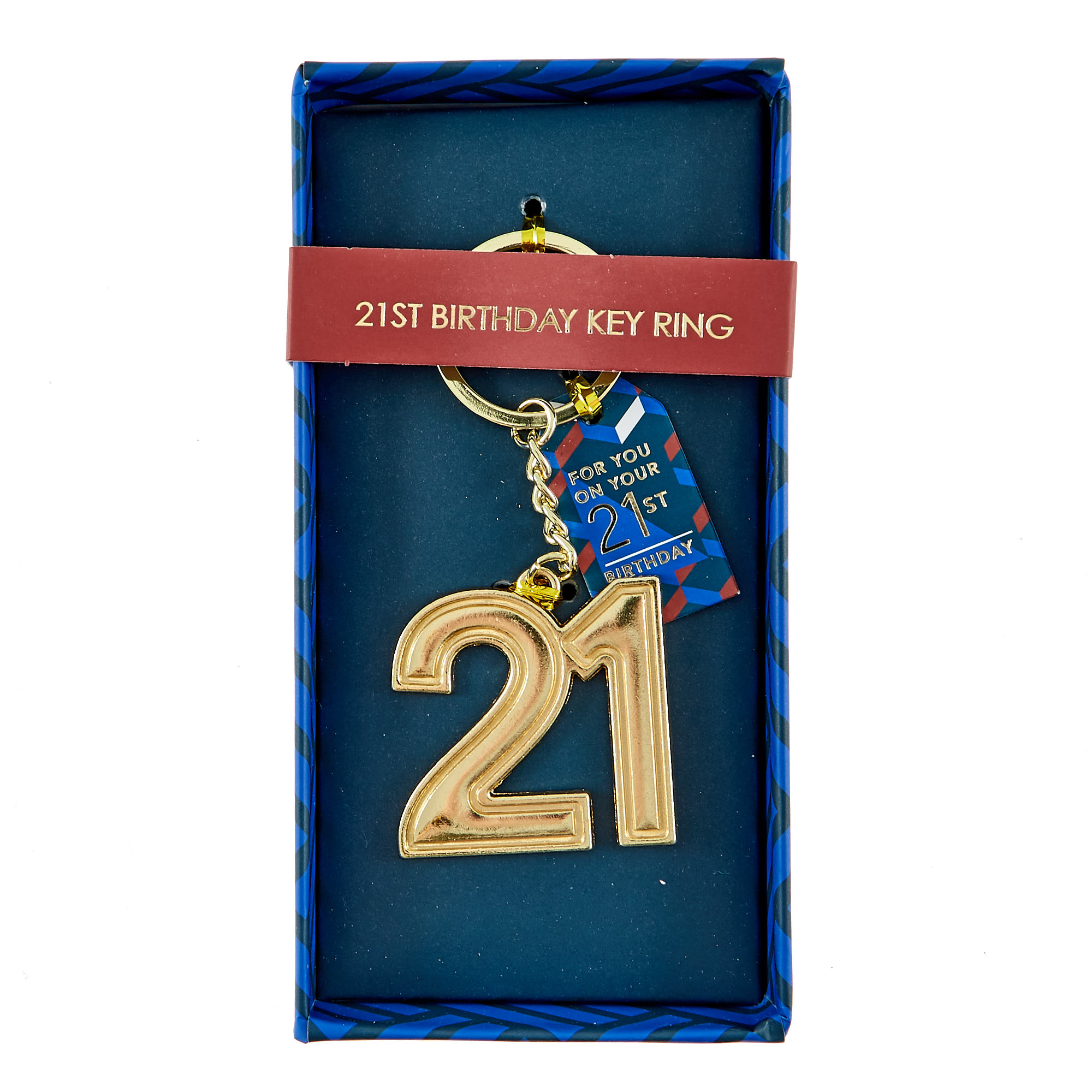 Blue 21st Birthday Keyring