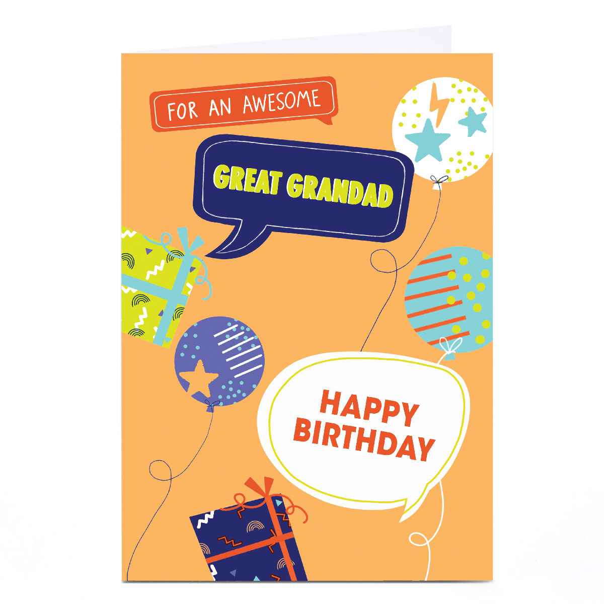 Personalised Birthday Card - Awesome Great Grandad Speech Bubbles