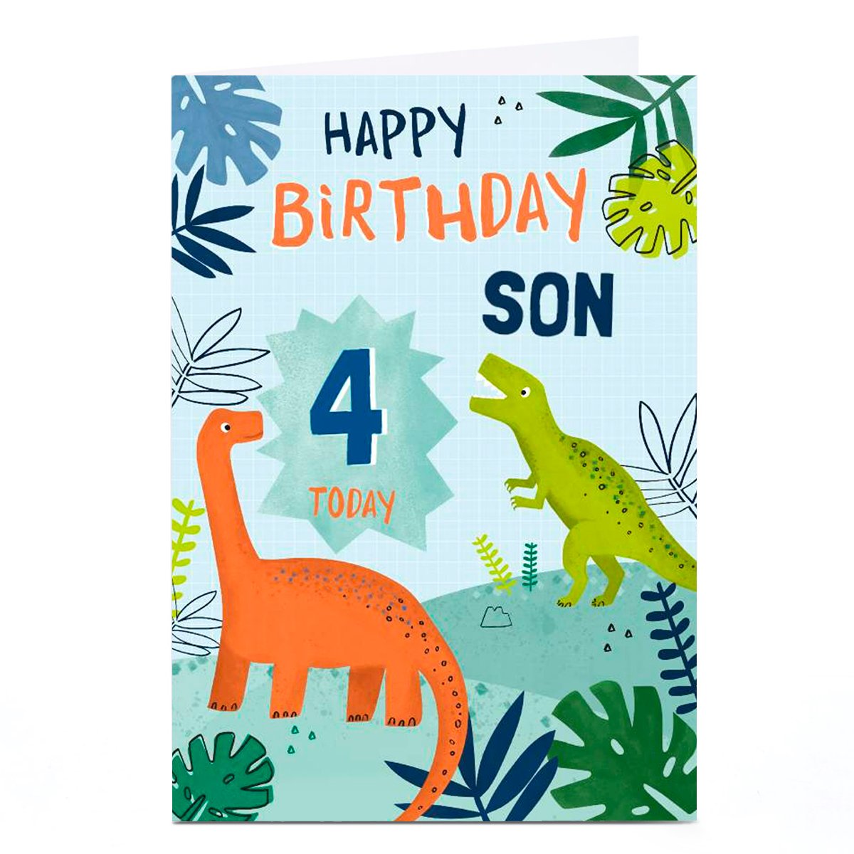 Personalised Birthday Card - Dinosaurs Son, Age 4