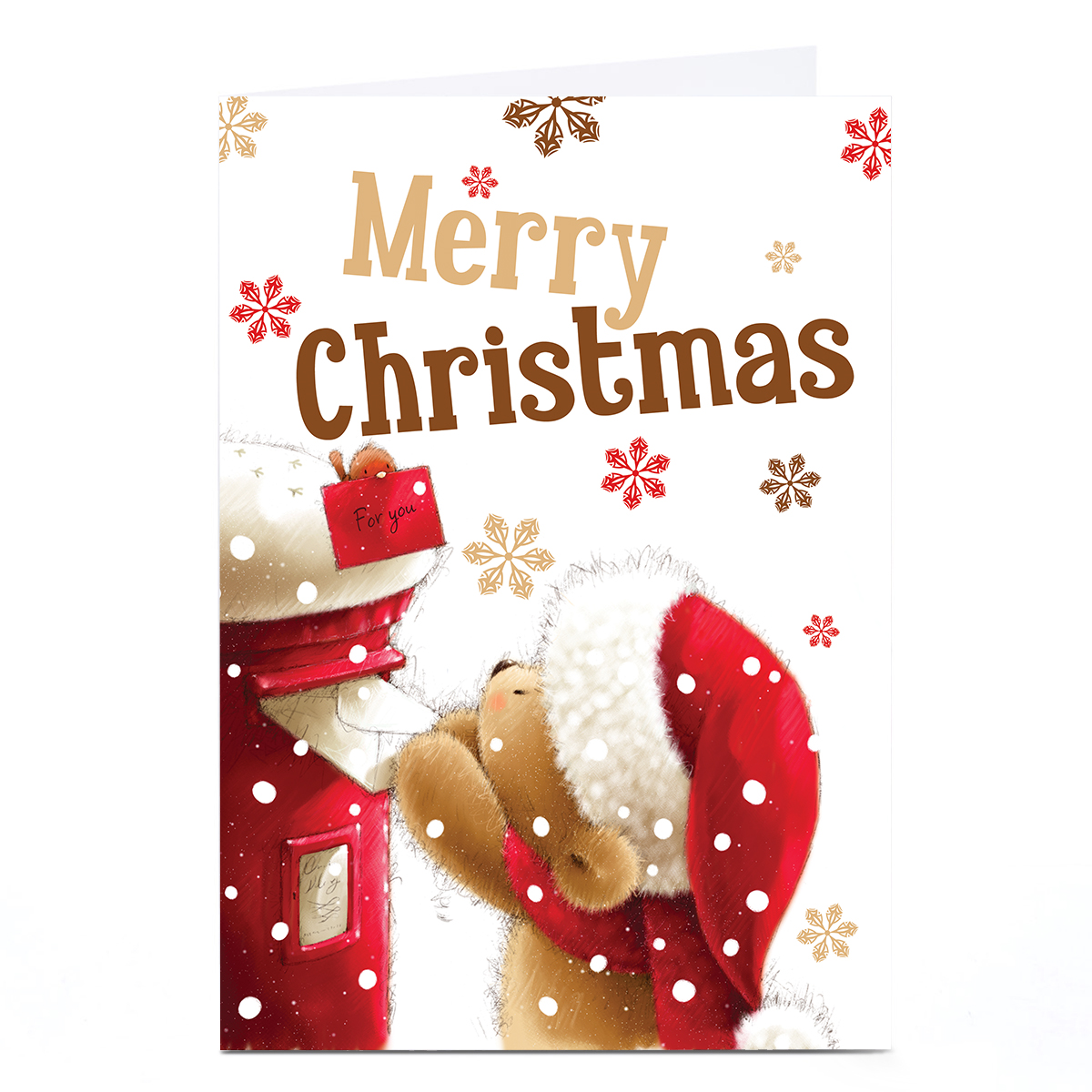 Personalised Christmas Card - Posting Christmas Card Bear