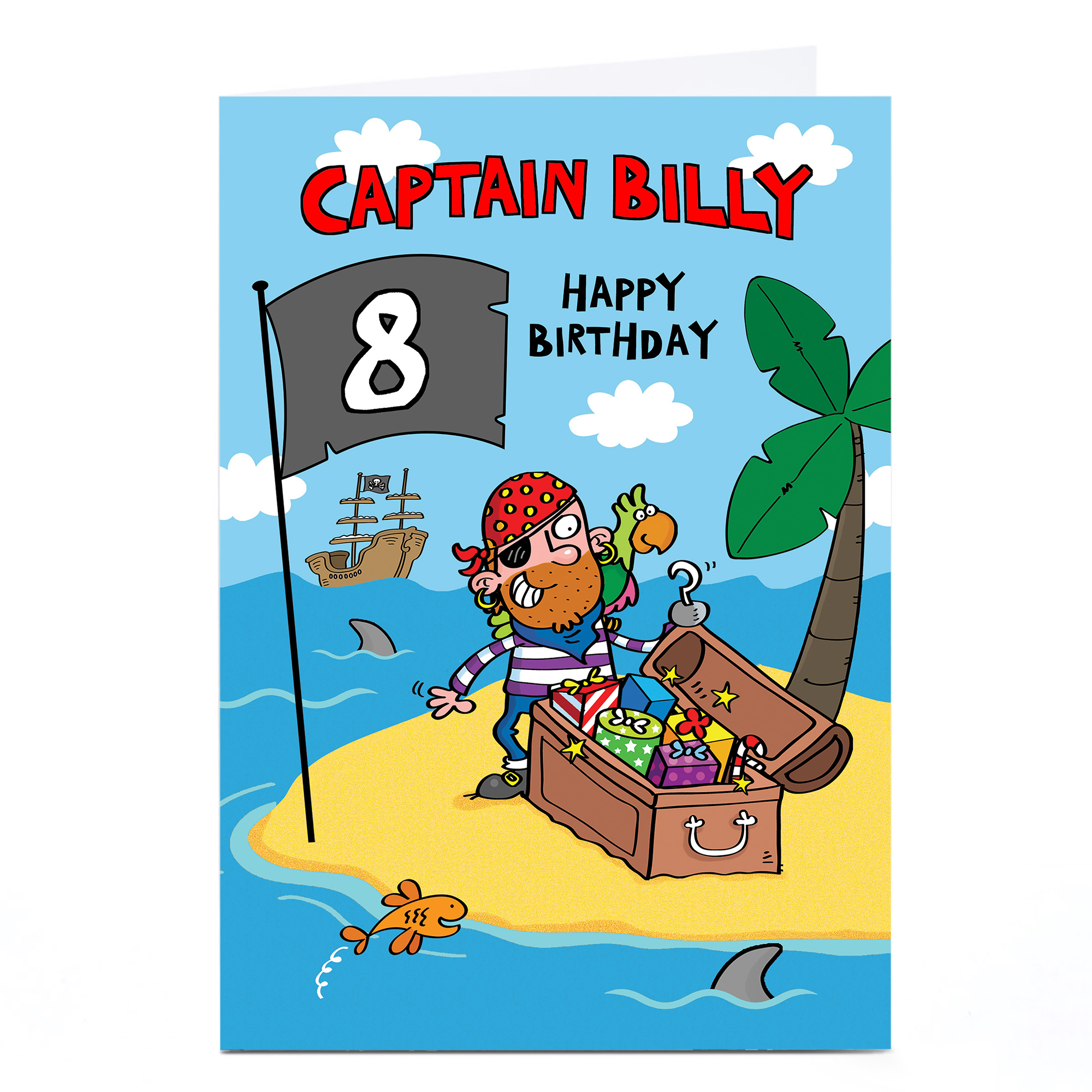 Personalised Editable Age Birthday Card - Treasure Island