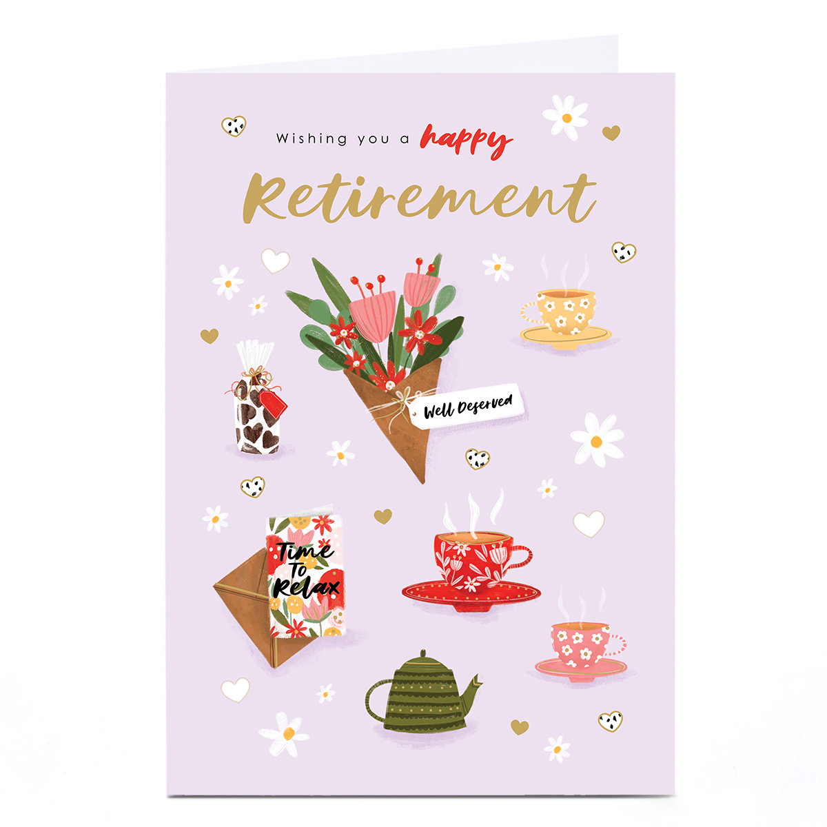 Personalised Retirement Card - Tea and Flowers