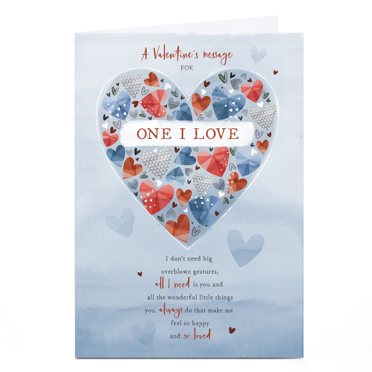 Personalised Valentine's Day Card - Valentine's Message, One I Love