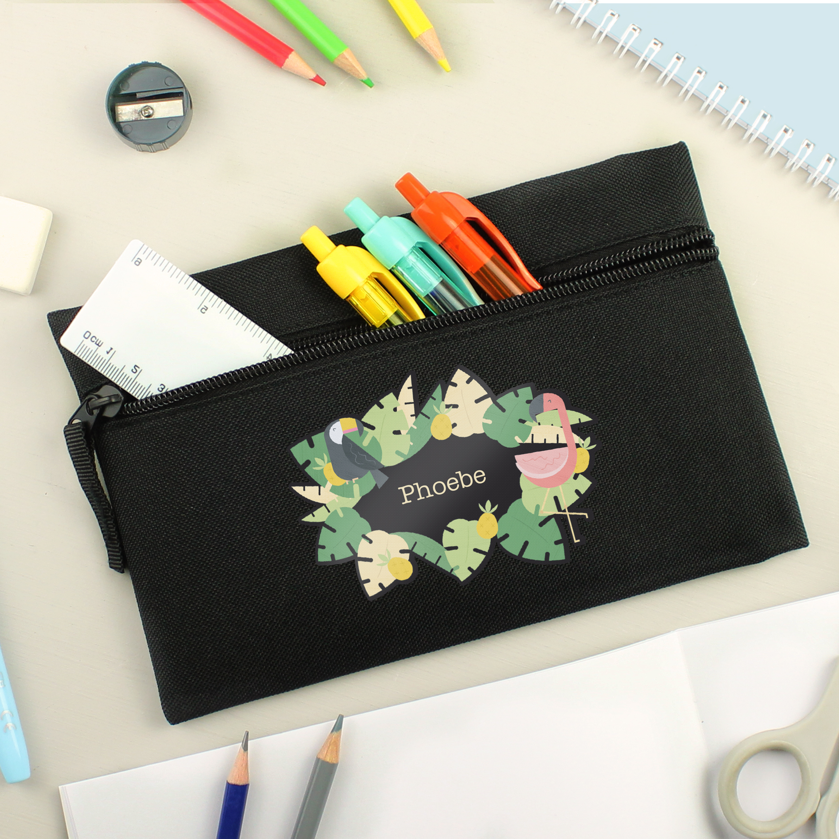 Personalised Pencil Case - Tropical Flamingo