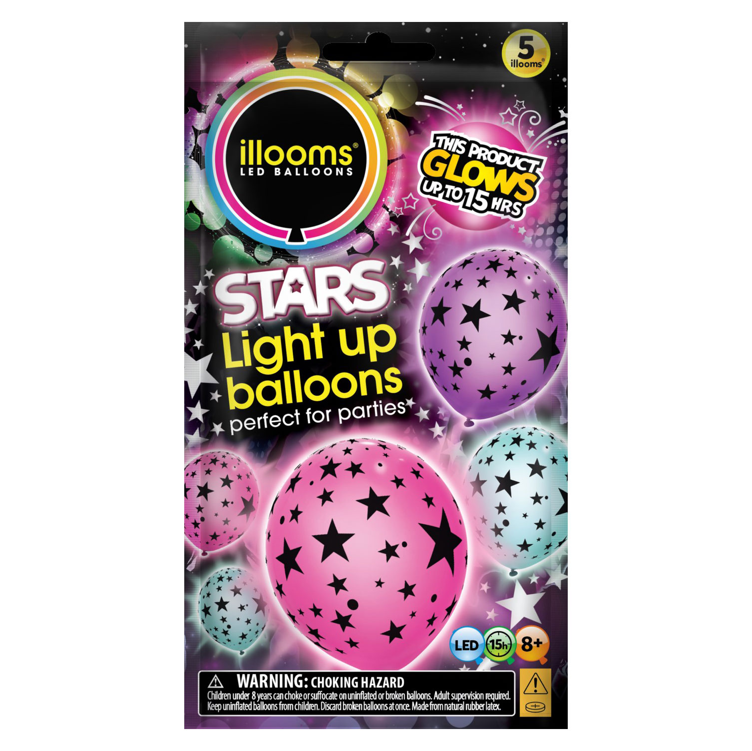 Latex Illooms Starry Light-Up Balloons - Pack of 5