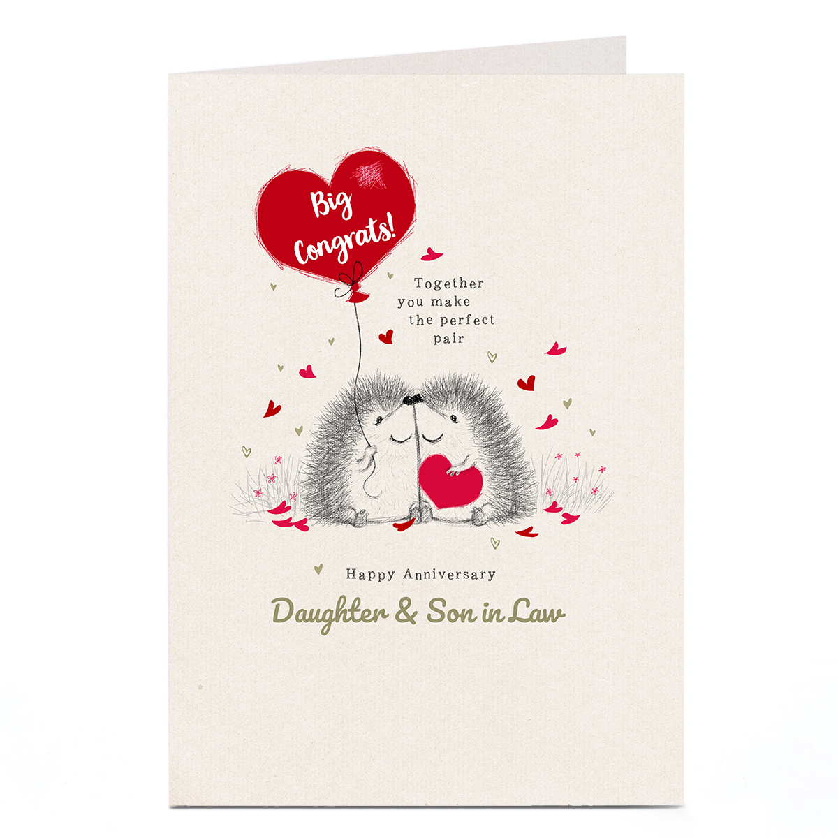 Personalised Anniversary Card - Hedgehogs Daughter & Son in Law