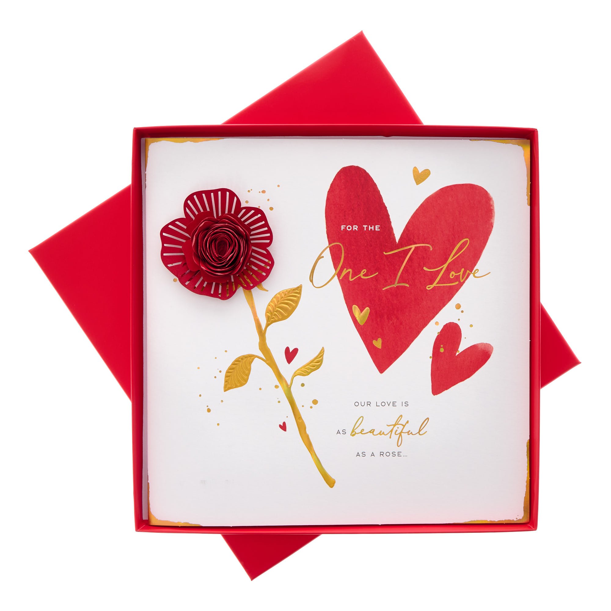 For The One I Love Red Rose Luxury Boxed Valentine's Day Card