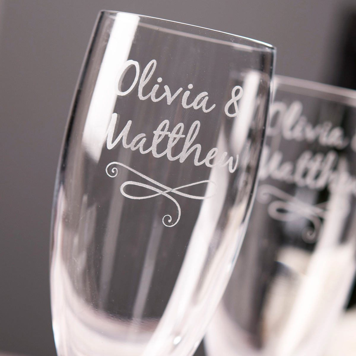 Personalised Set Of 2 Champagne Flutes With Laurent Perrier Champagne - Names