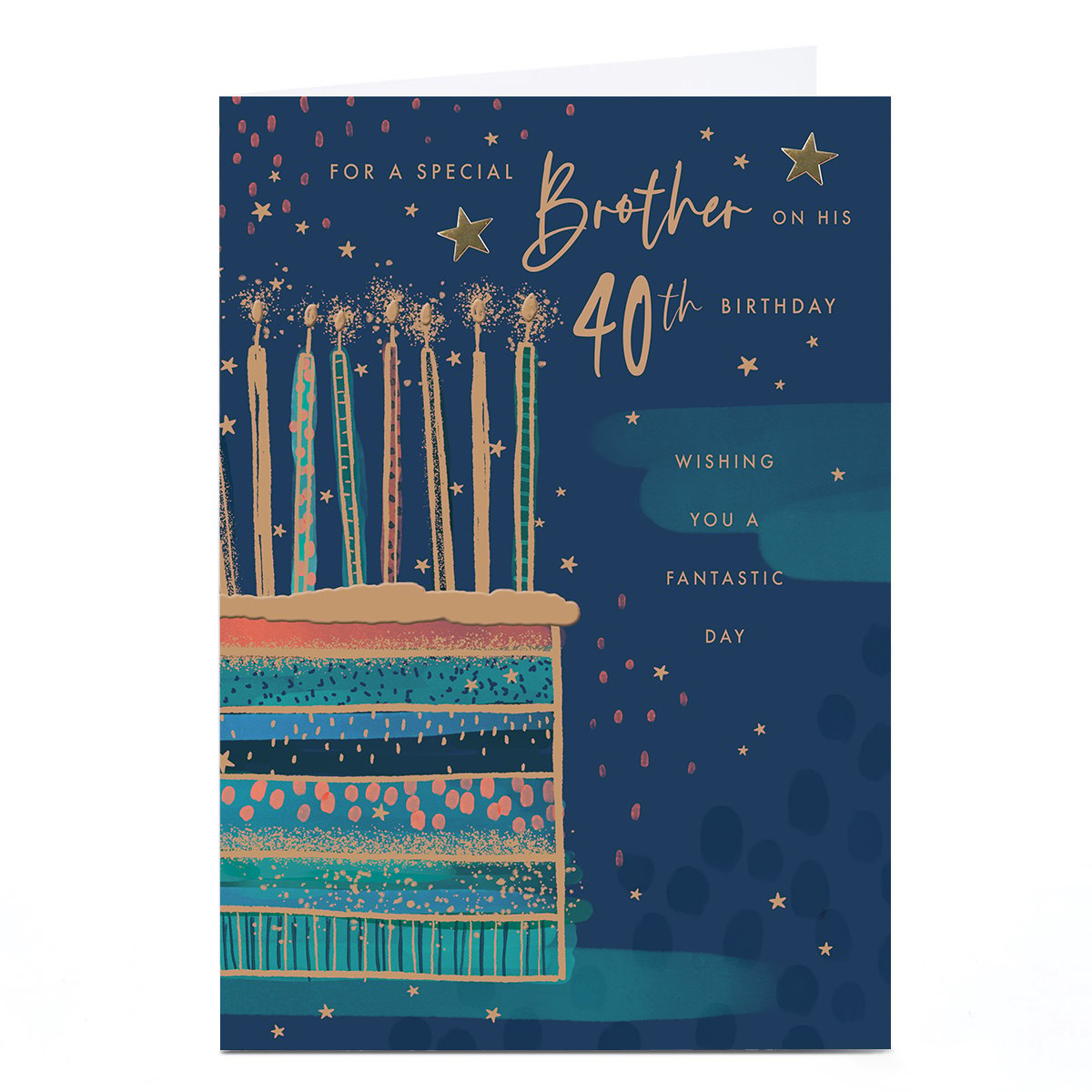 Personalised 40th Birthday Card - For A Special Brother Birthday Cake